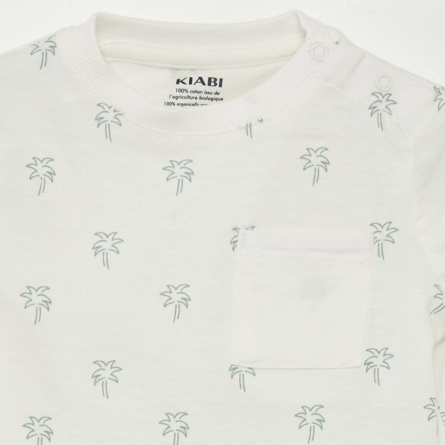 T-shirt imprim poche Blanc palm