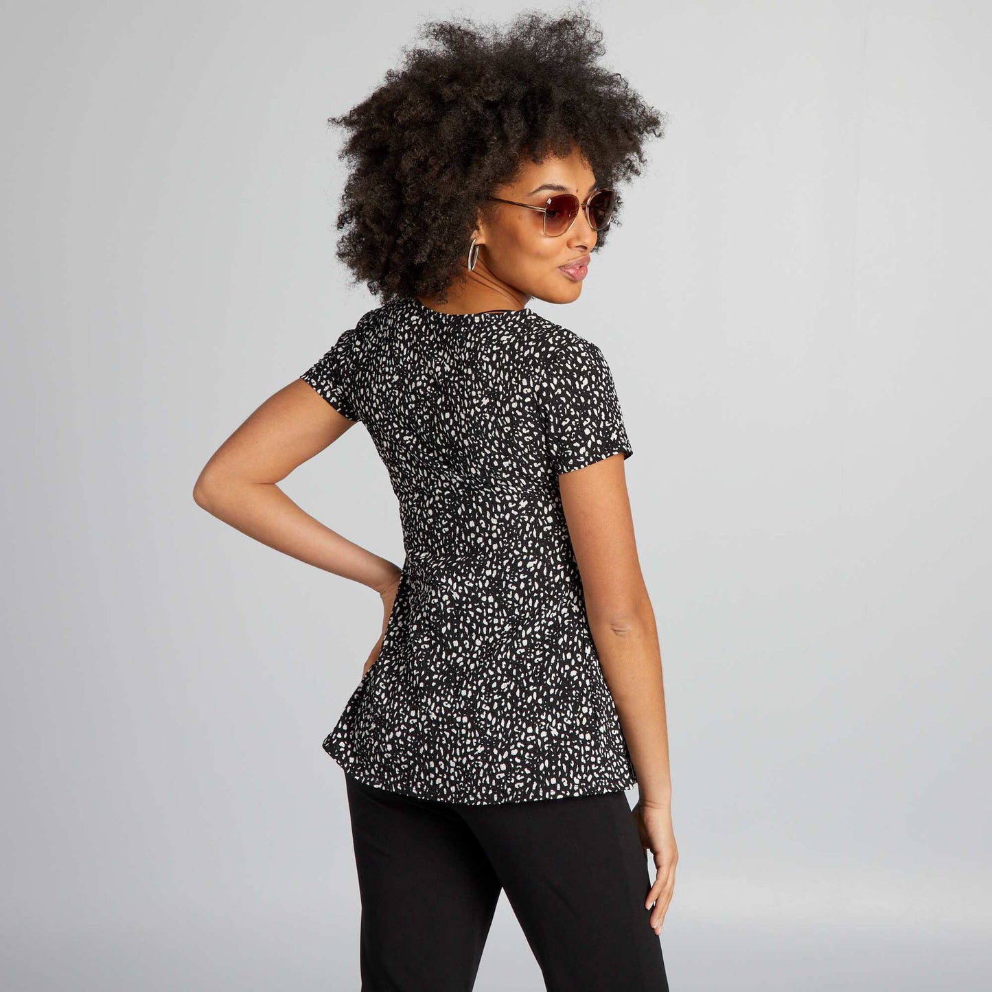 T-shirt gaufr d'allaitement Noir