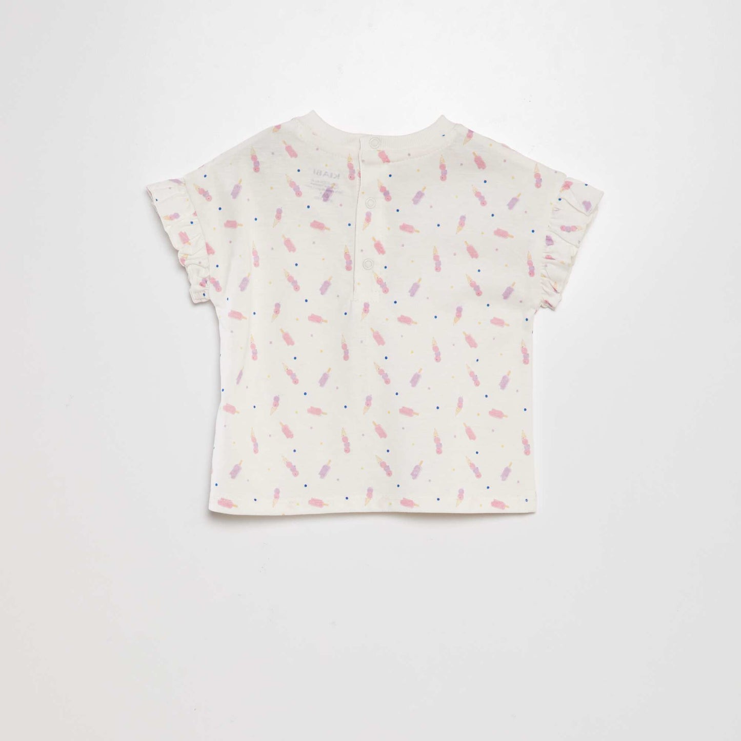 Tee-shirt imprim manches volant es Blanc imprim