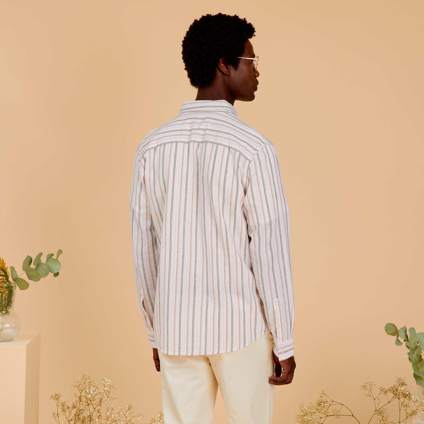 Chemise l g re rayures en coton et en lin Multicolore