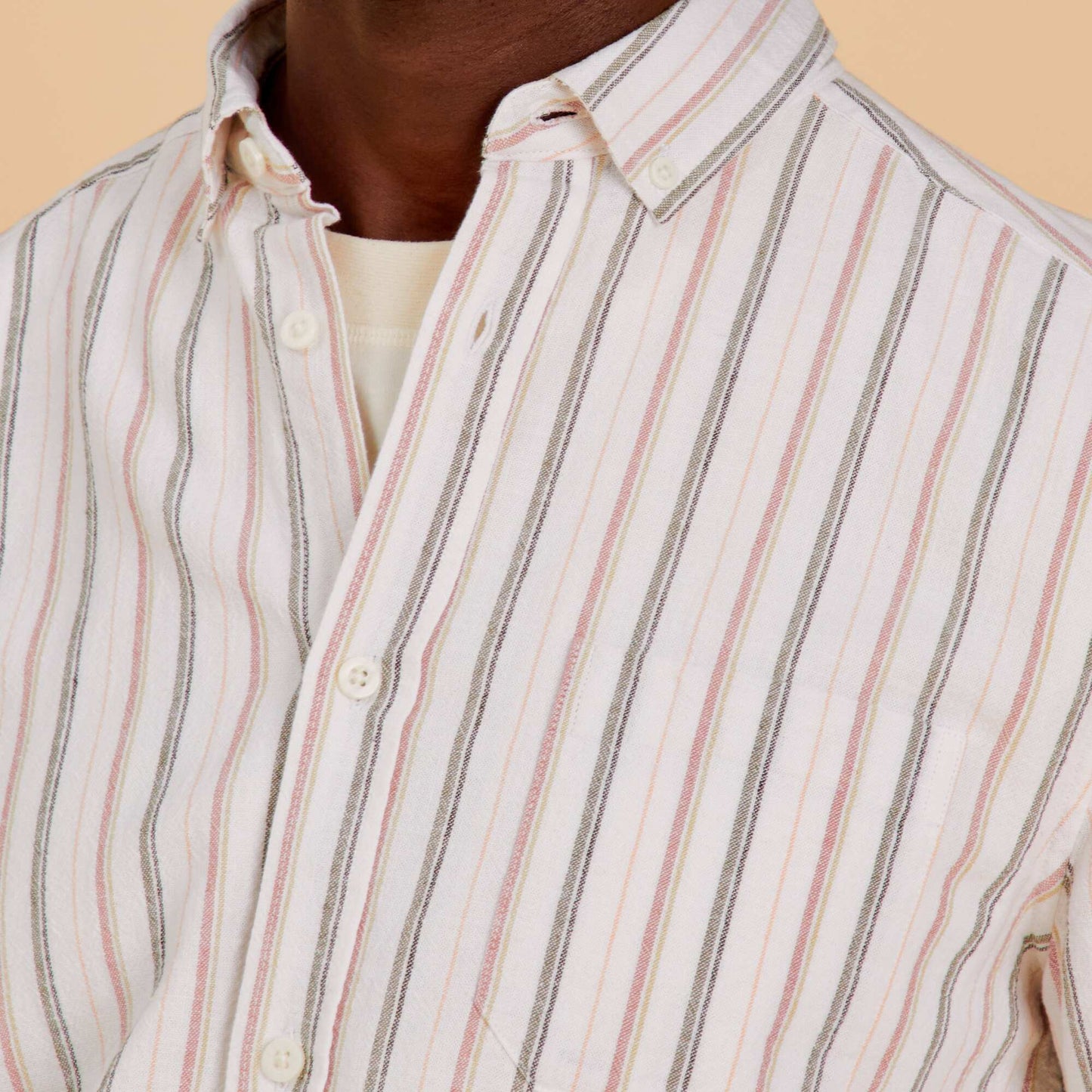 Chemise l g re rayures en coton et en lin Multicolore