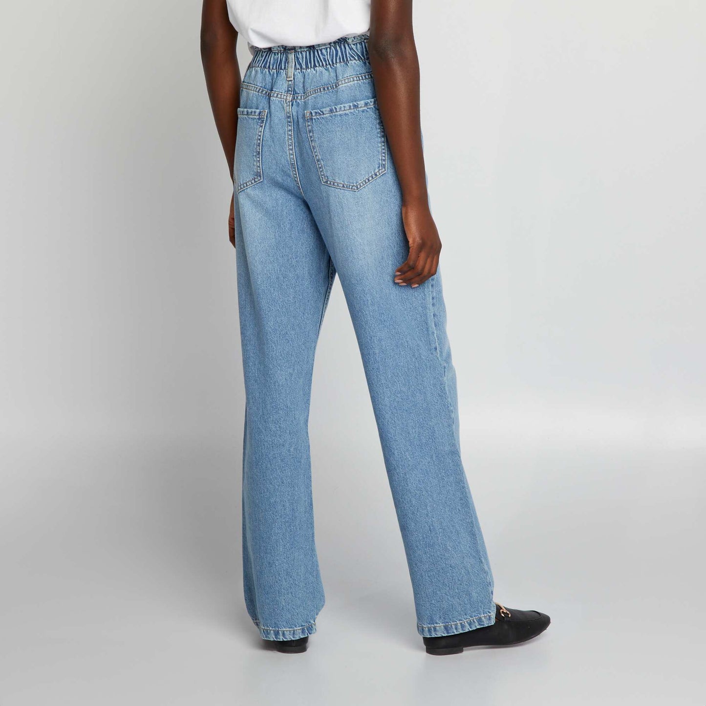 Pantalon denim taille haute wideleg Bleu clair