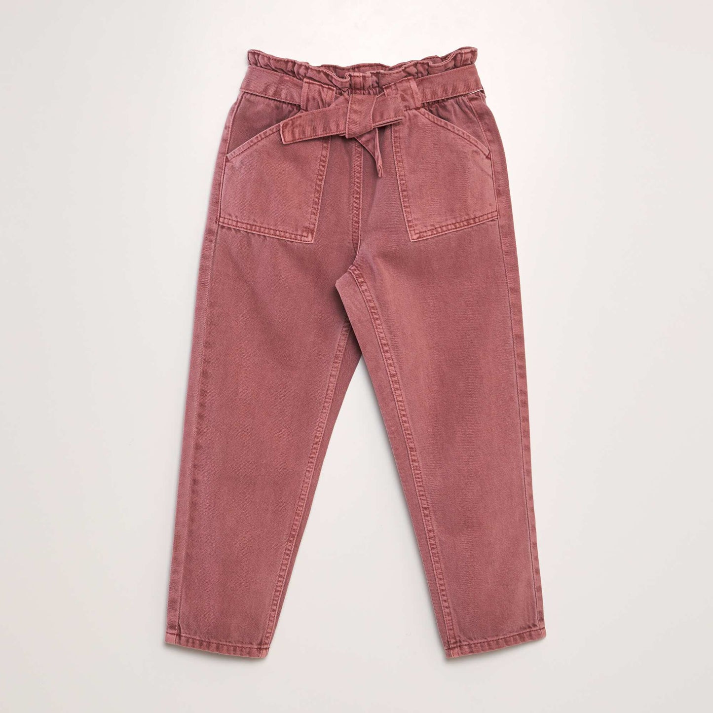 Jean mom taille ceintur e Rouge
