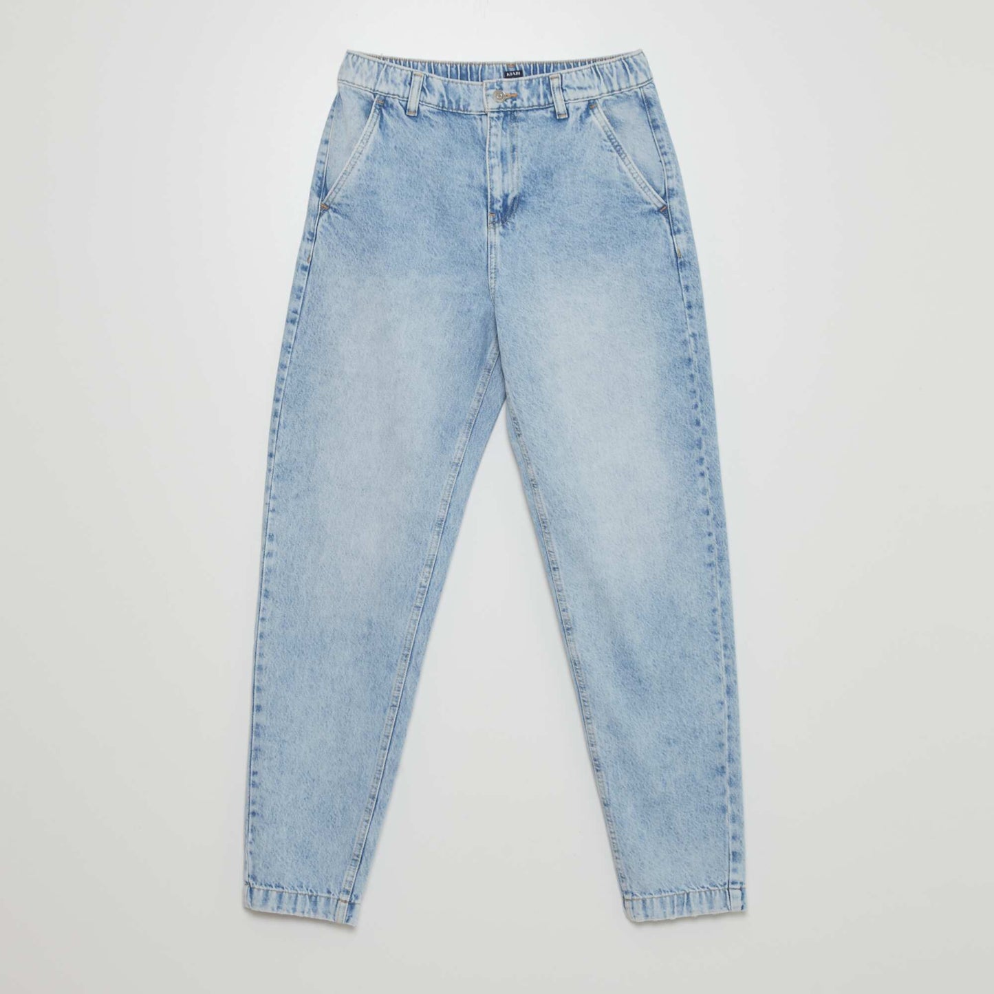 Jean large avec taille lastiqu e Bleu Jean