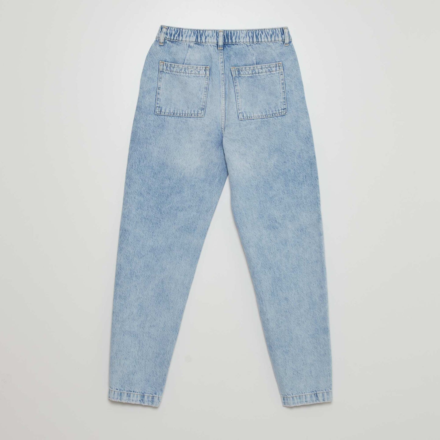 Jean large avec taille lastiqu e Bleu Jean