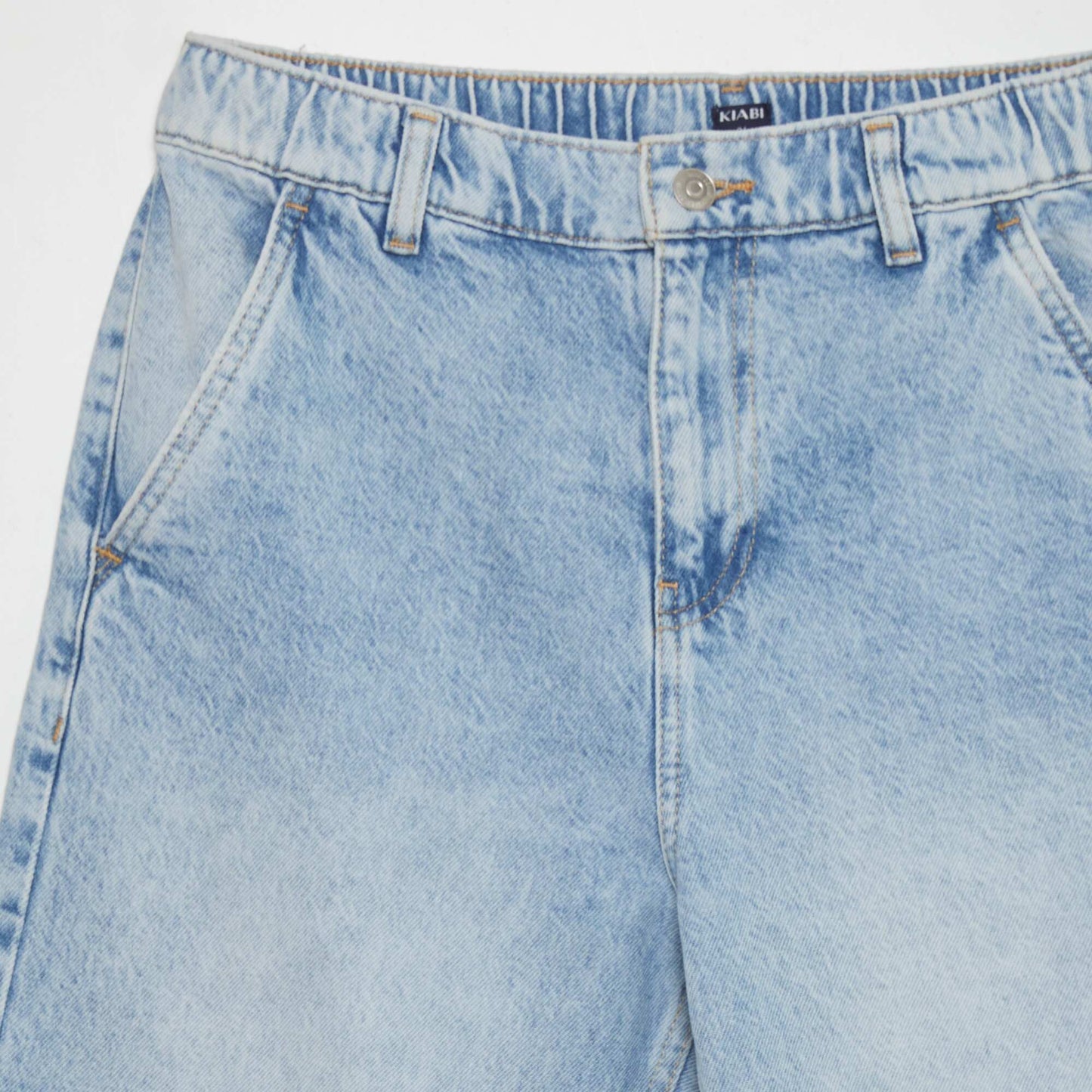 Jean large avec taille lastiqu e Bleu Jean