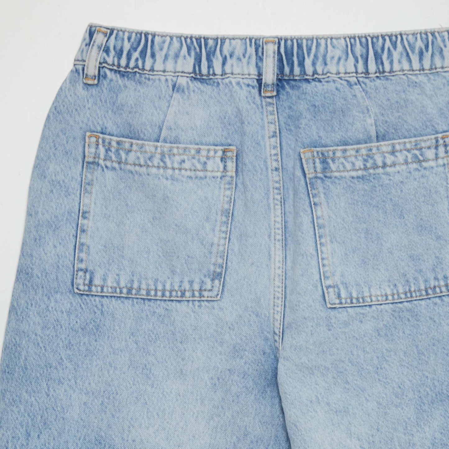 Jean large avec taille lastiqu e Bleu Jean