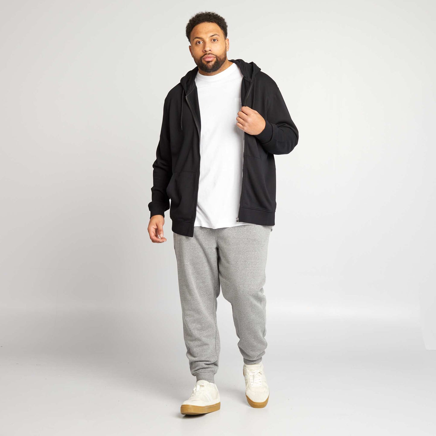 Sweat zipp en molleton avec capuche noir