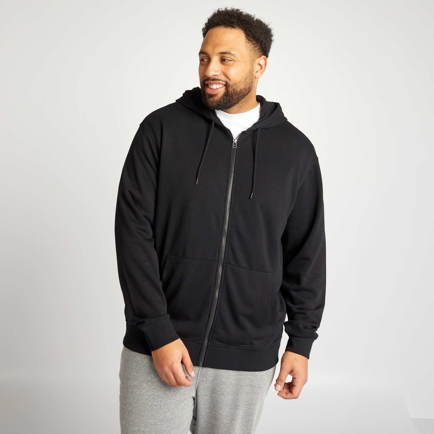 Sweat zipp en molleton avec capuche noir