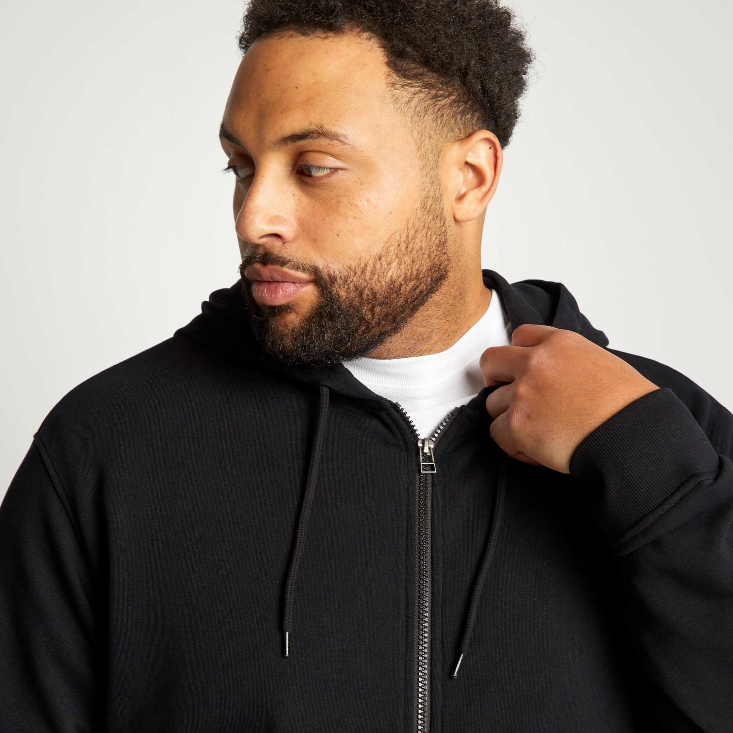 Sweat zipp en molleton avec capuche noir