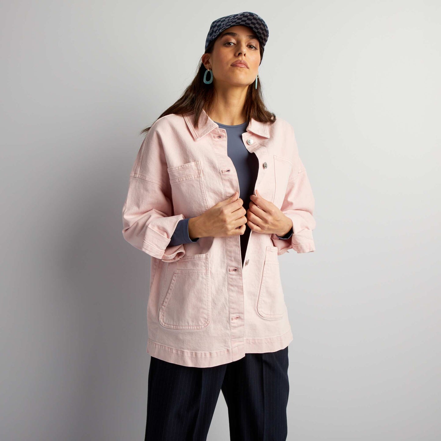 Veste en jean avec poches Rose