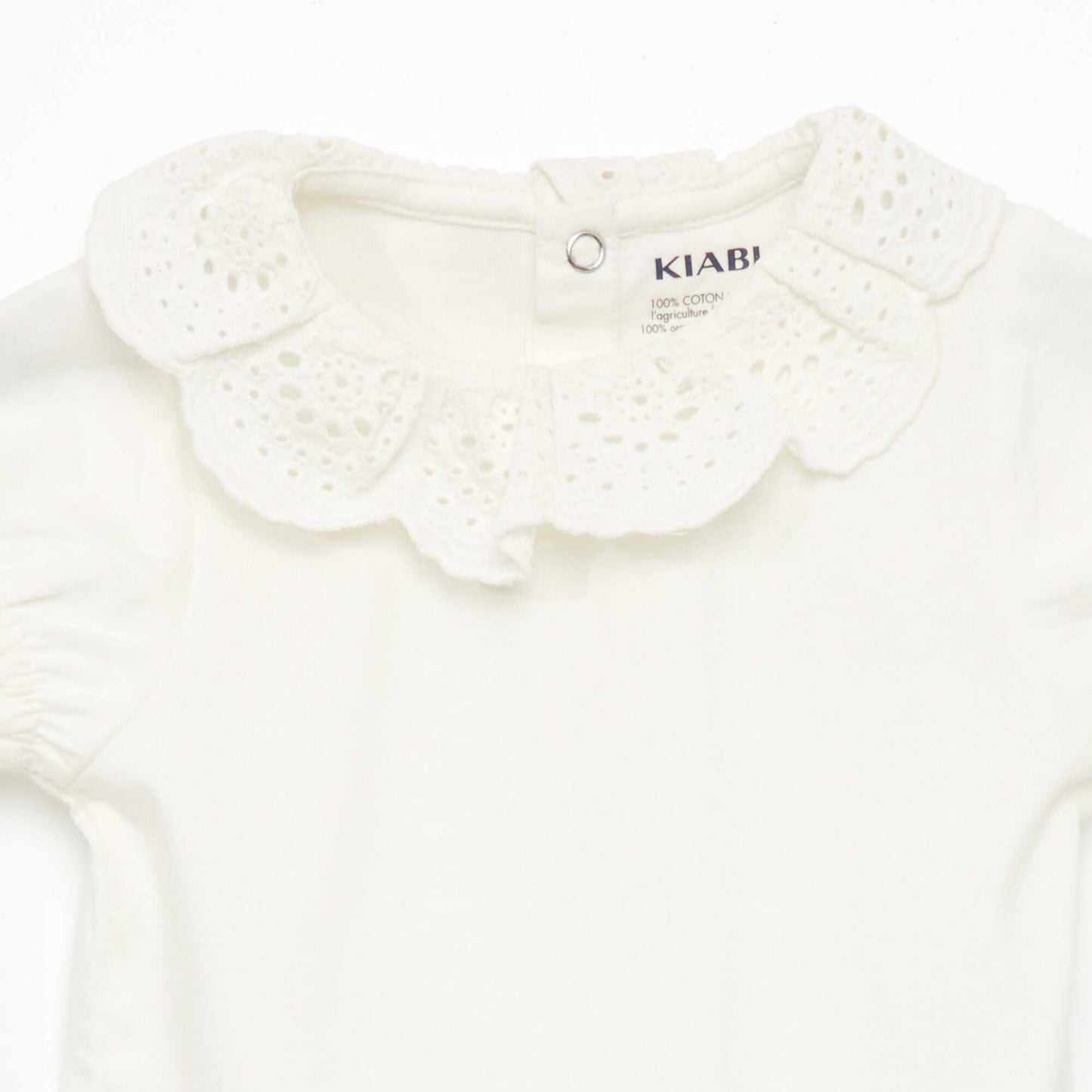 Body col en broderies Blanc