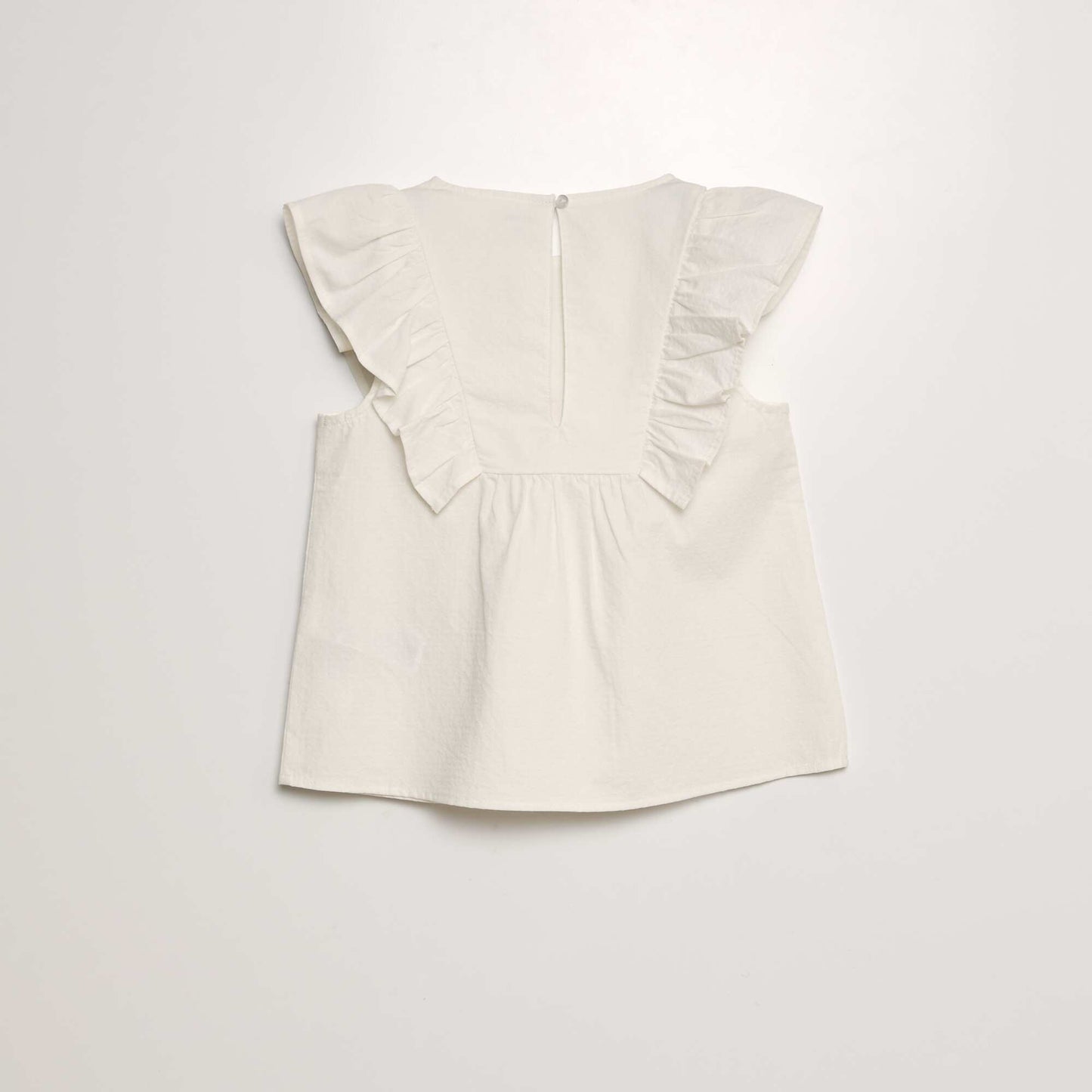 Blouse volant e avec broderies 'fruits' BEIGE