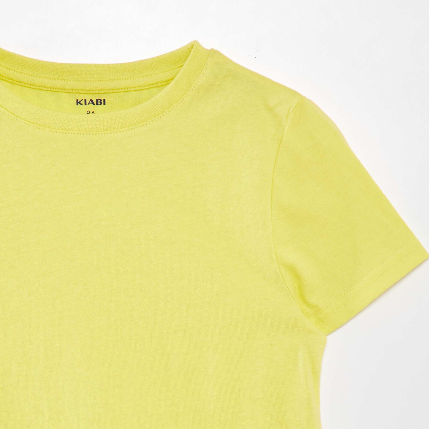 T-shirt uni col rond Jaune
