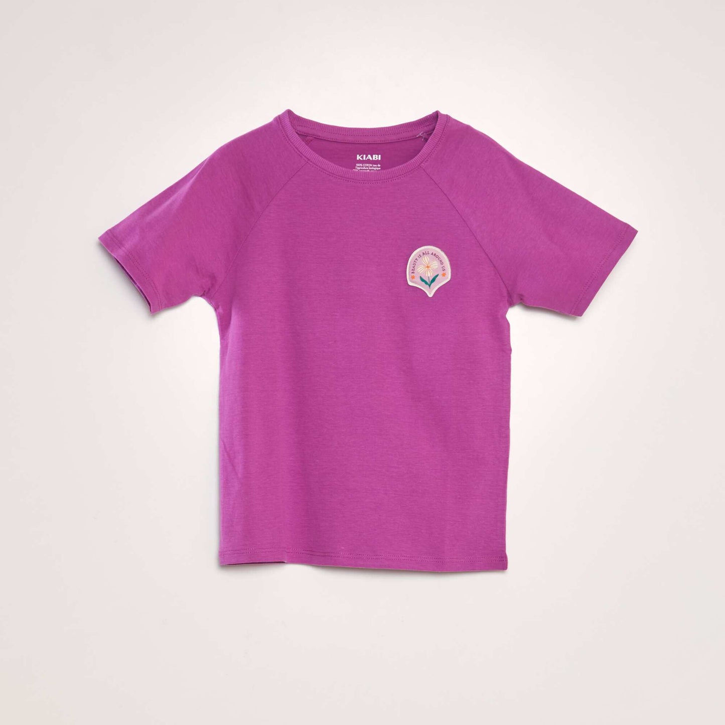 T-shirt en coton col rond Violet