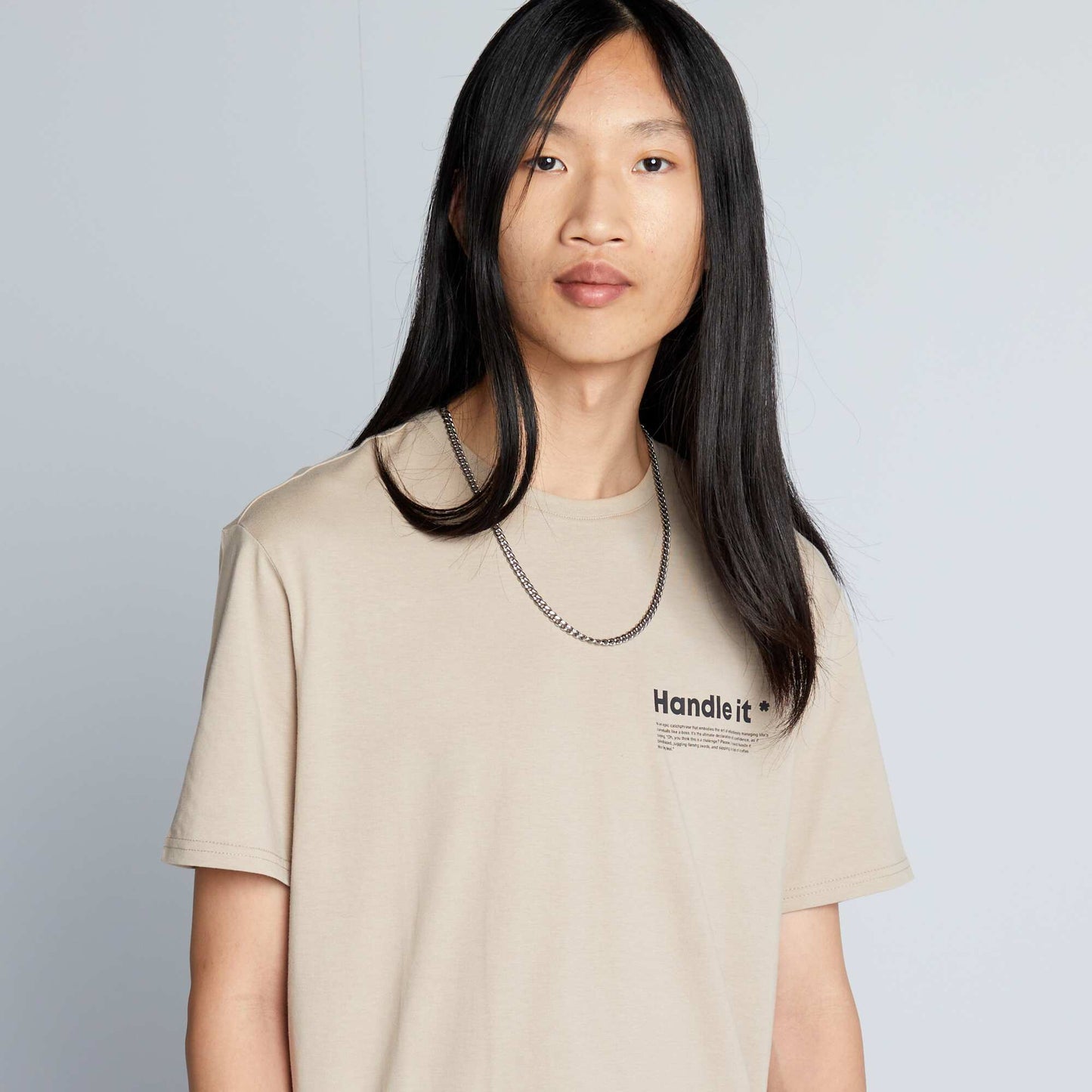 T-shirt en jersey col rond Taupe