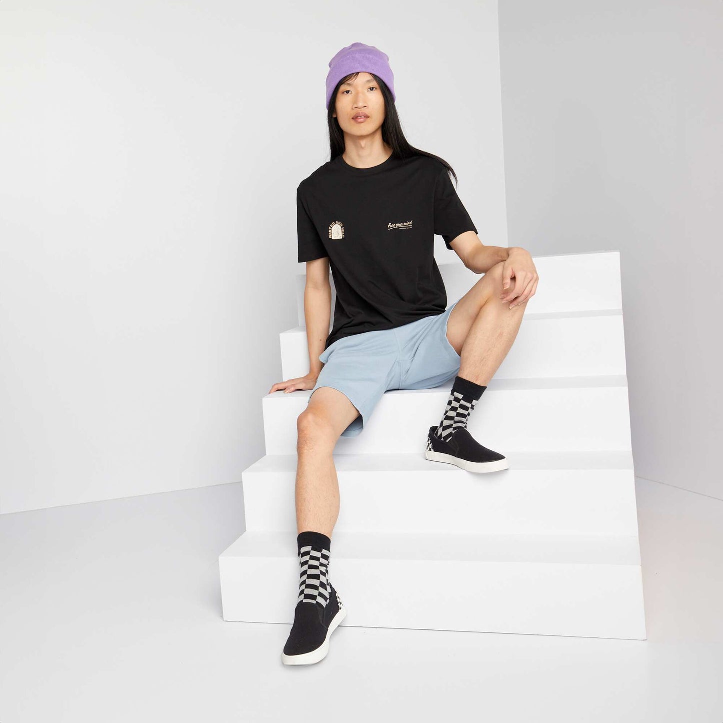 T-shirt en jersey col rond Noir
