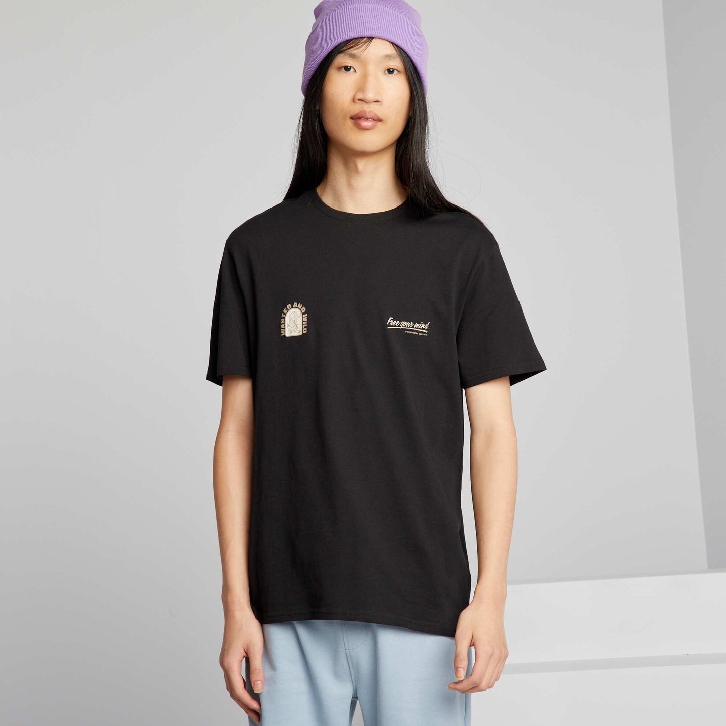 T-shirt en jersey col rond Noir