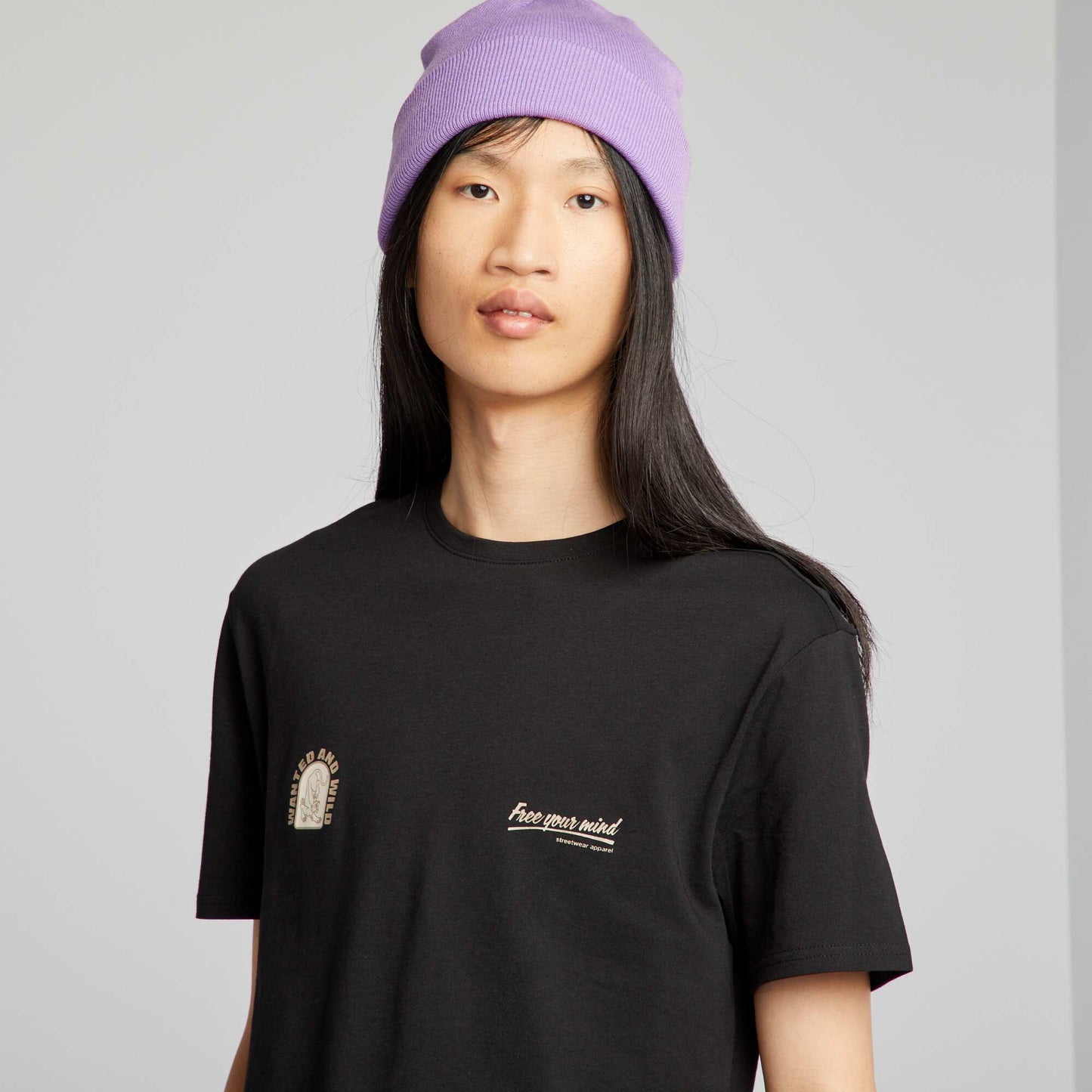 T-shirt en jersey col rond Noir