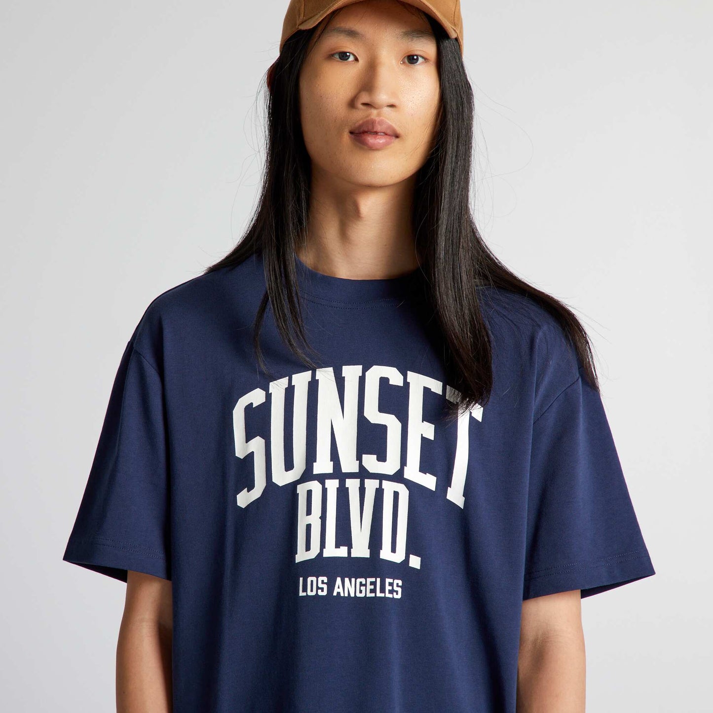 T-shirt en jersey col rond Bleu marine