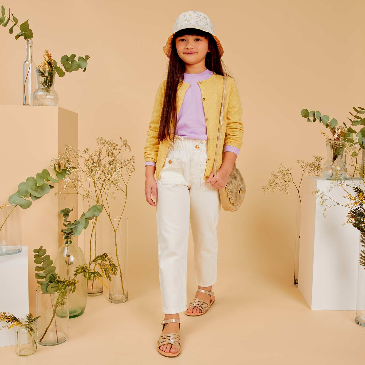 Bob fleurs Blanc/jaune/vert