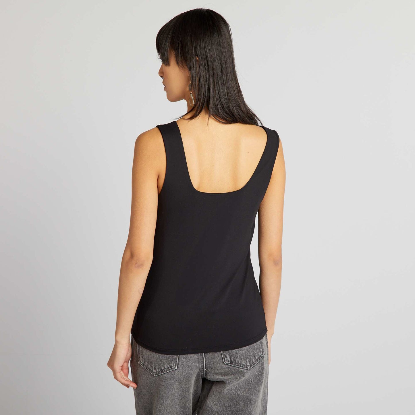 T-shirt stretch col carr noir