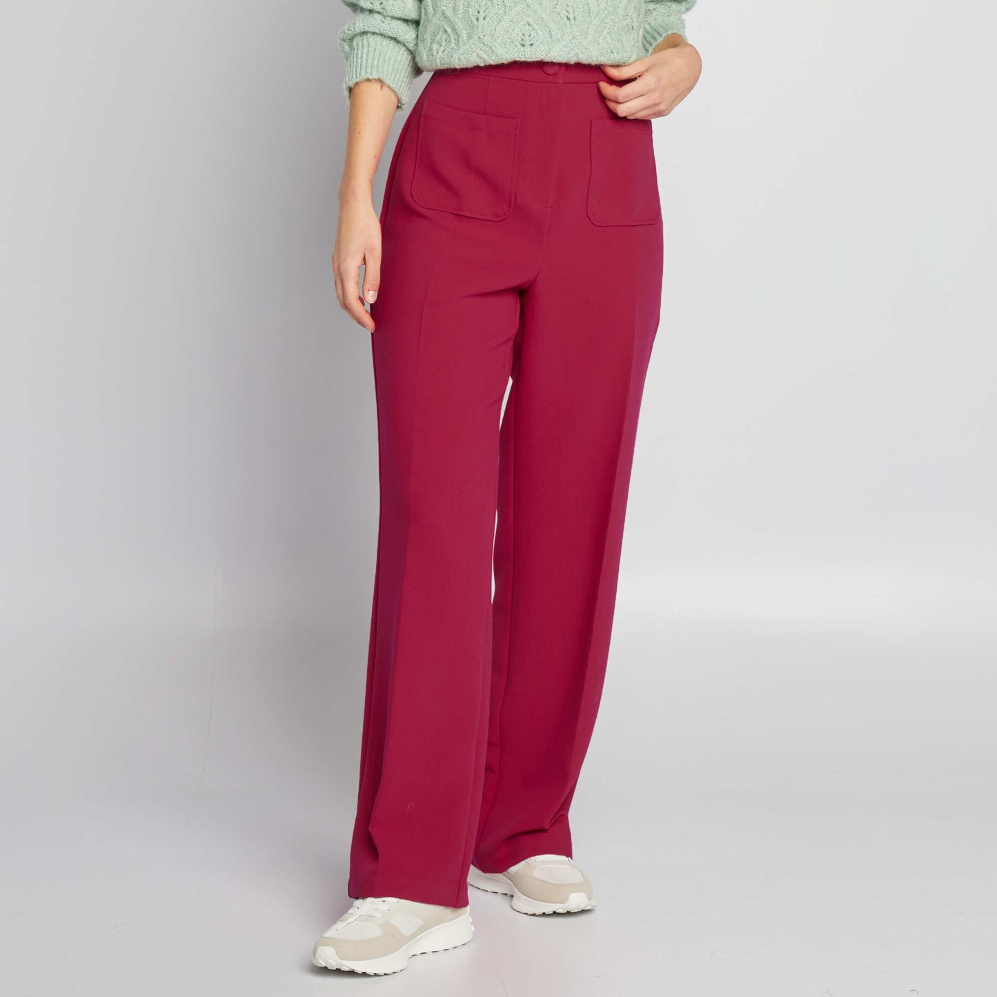 Pantalon droit avec 2 poches plaqu es Rouge