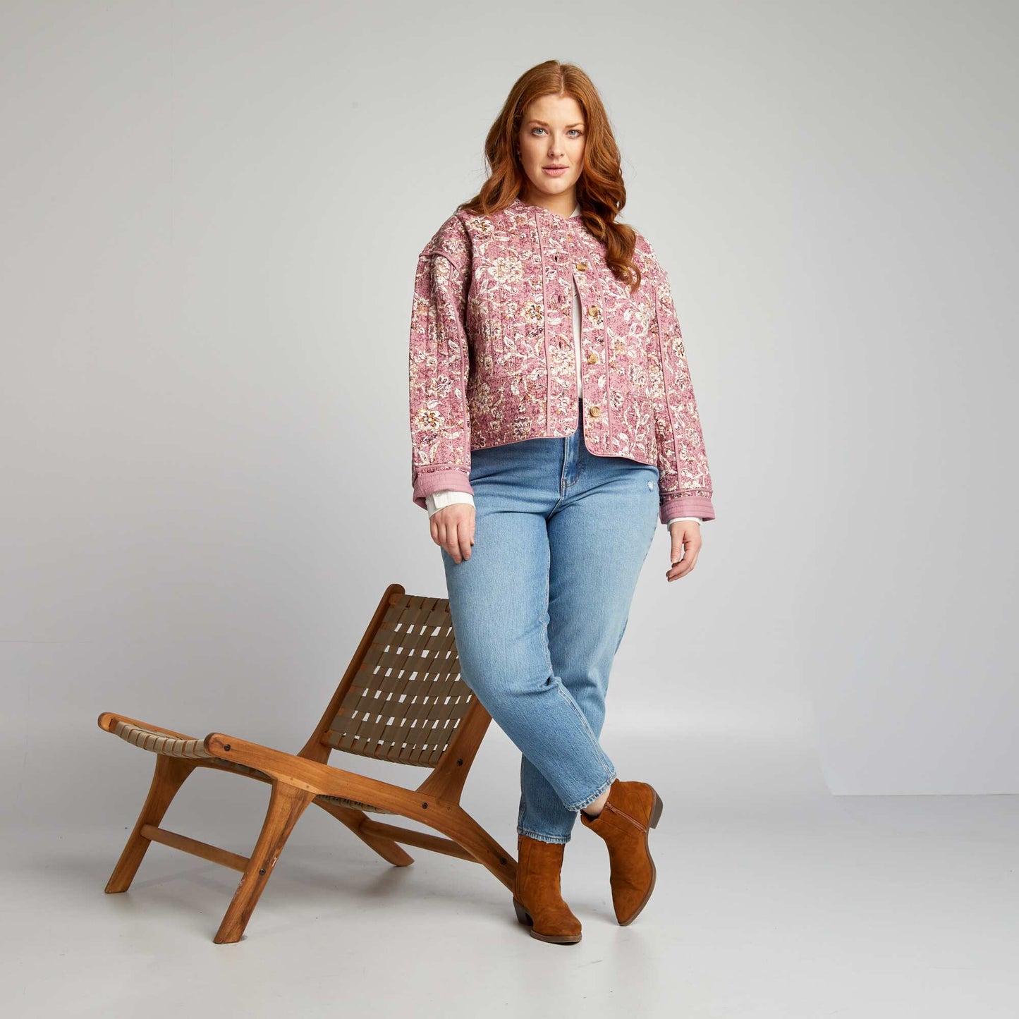 Veste matelass e imprim e Rose
