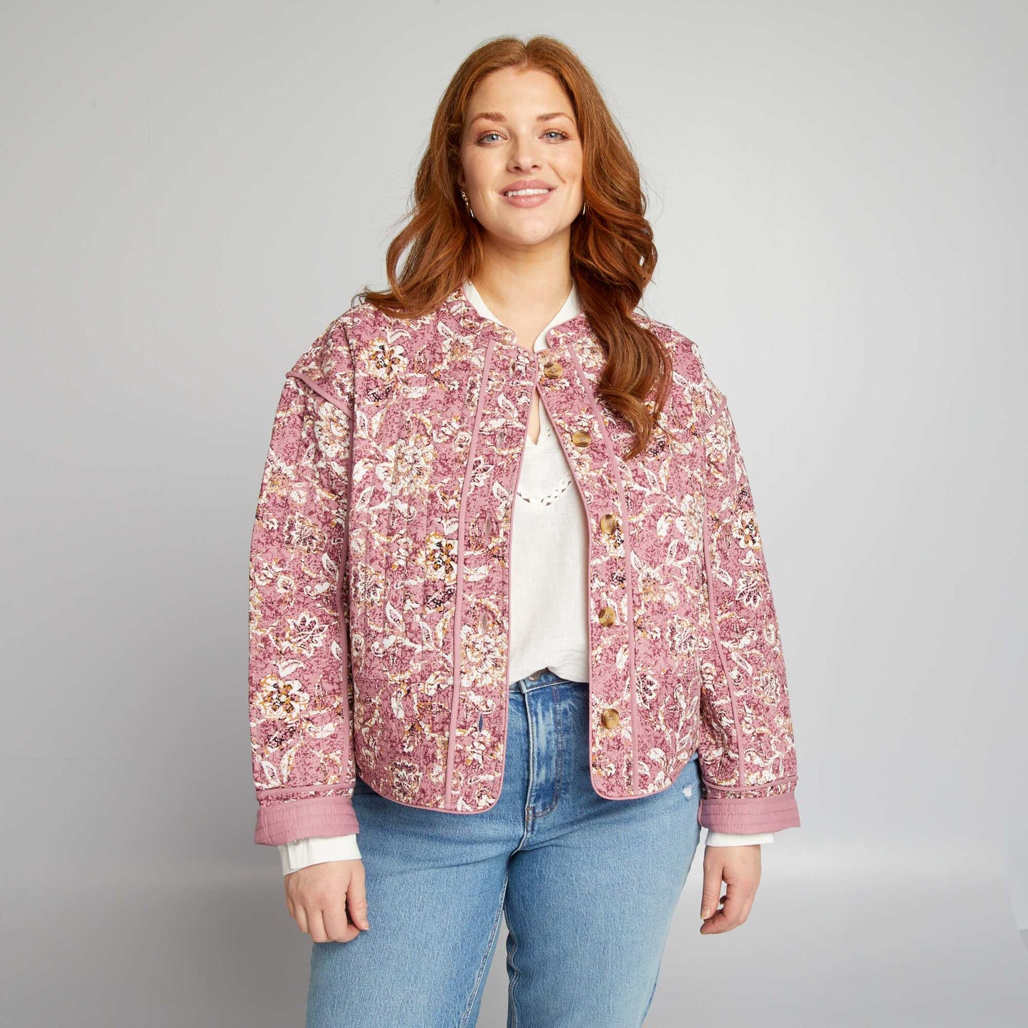 Veste matelass e imprim e Rose