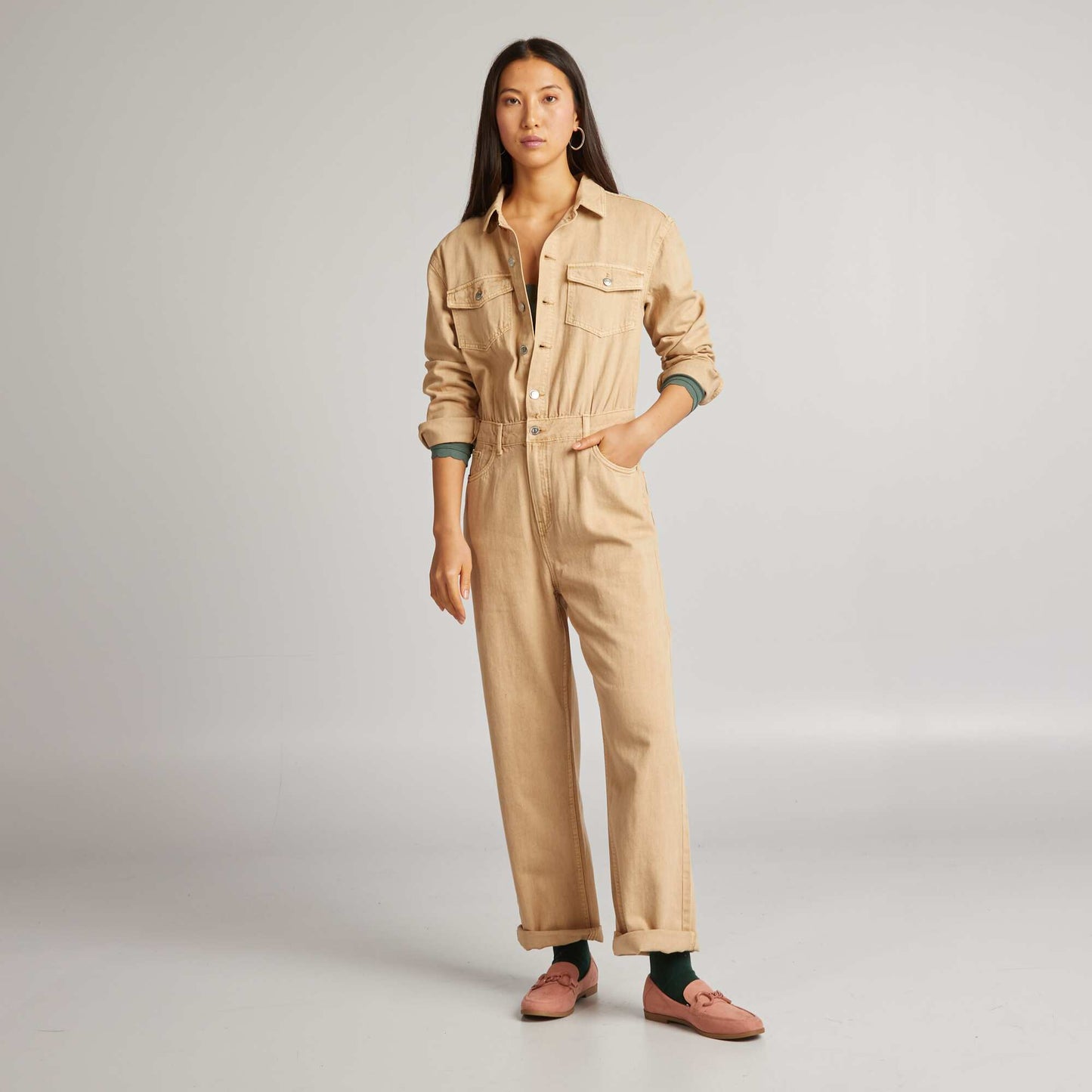 Combinaison en jean Beige