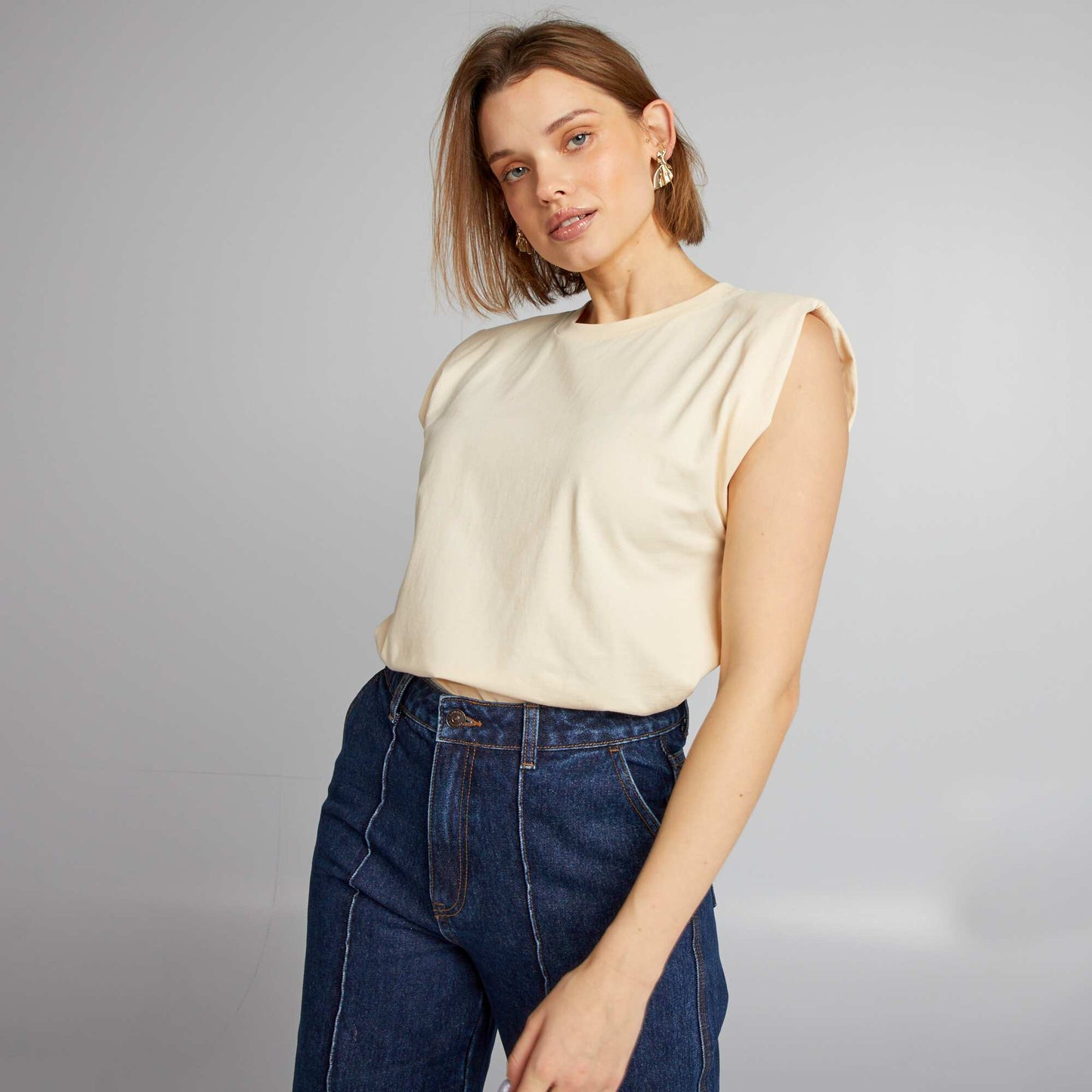 T-shirt paulettes Ecru fum