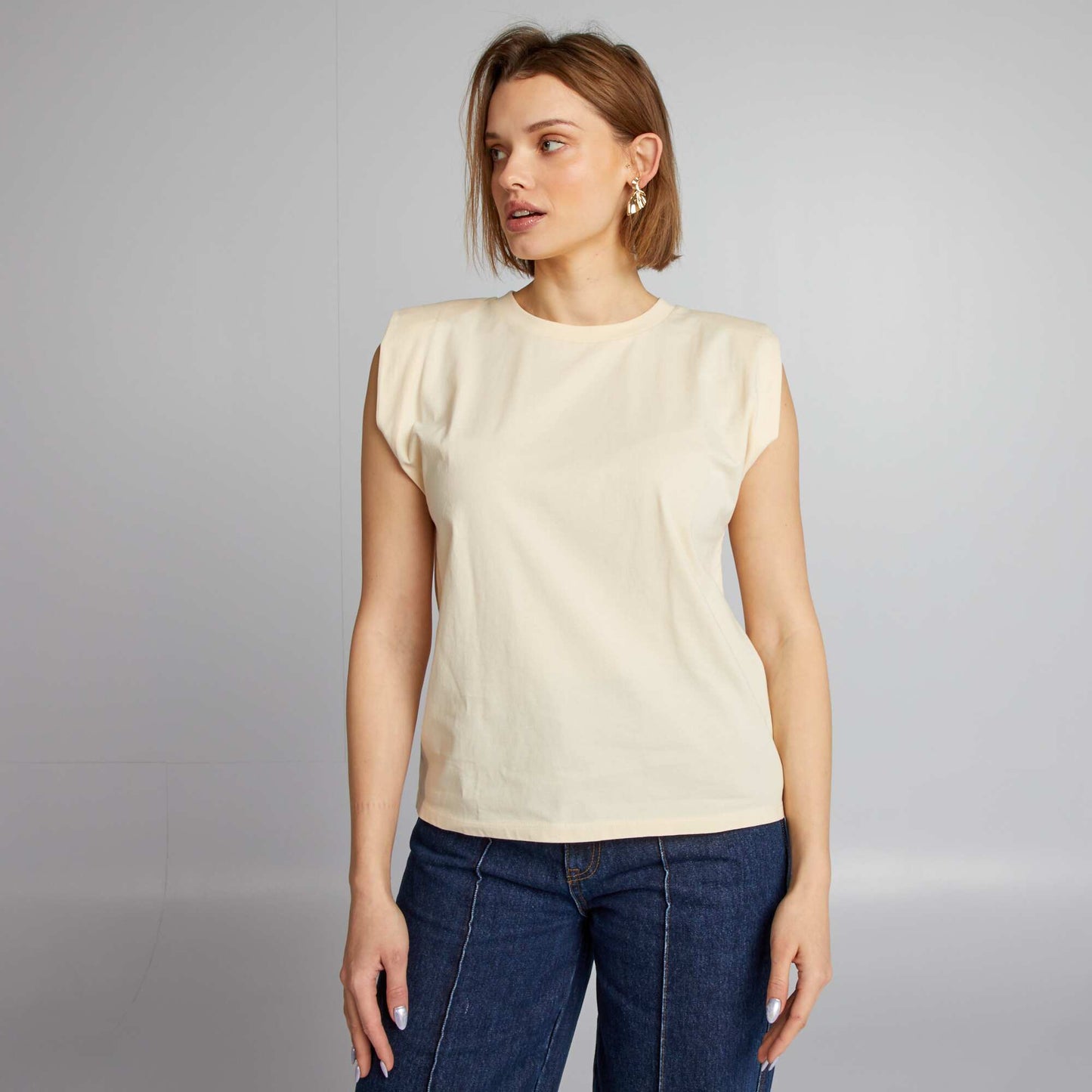 T-shirt paulettes Ecru fum