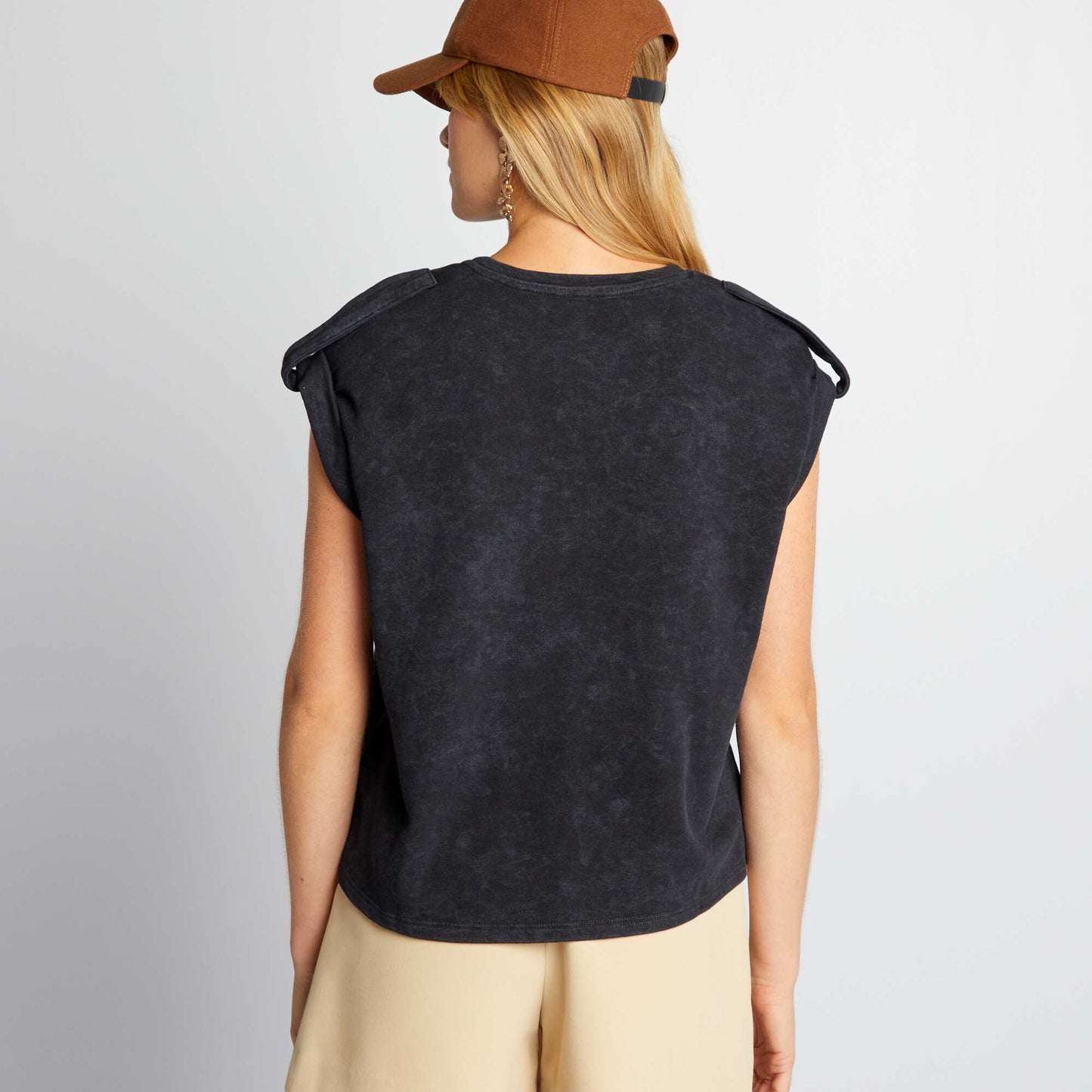 T-shirt large avec effet d lav Noir