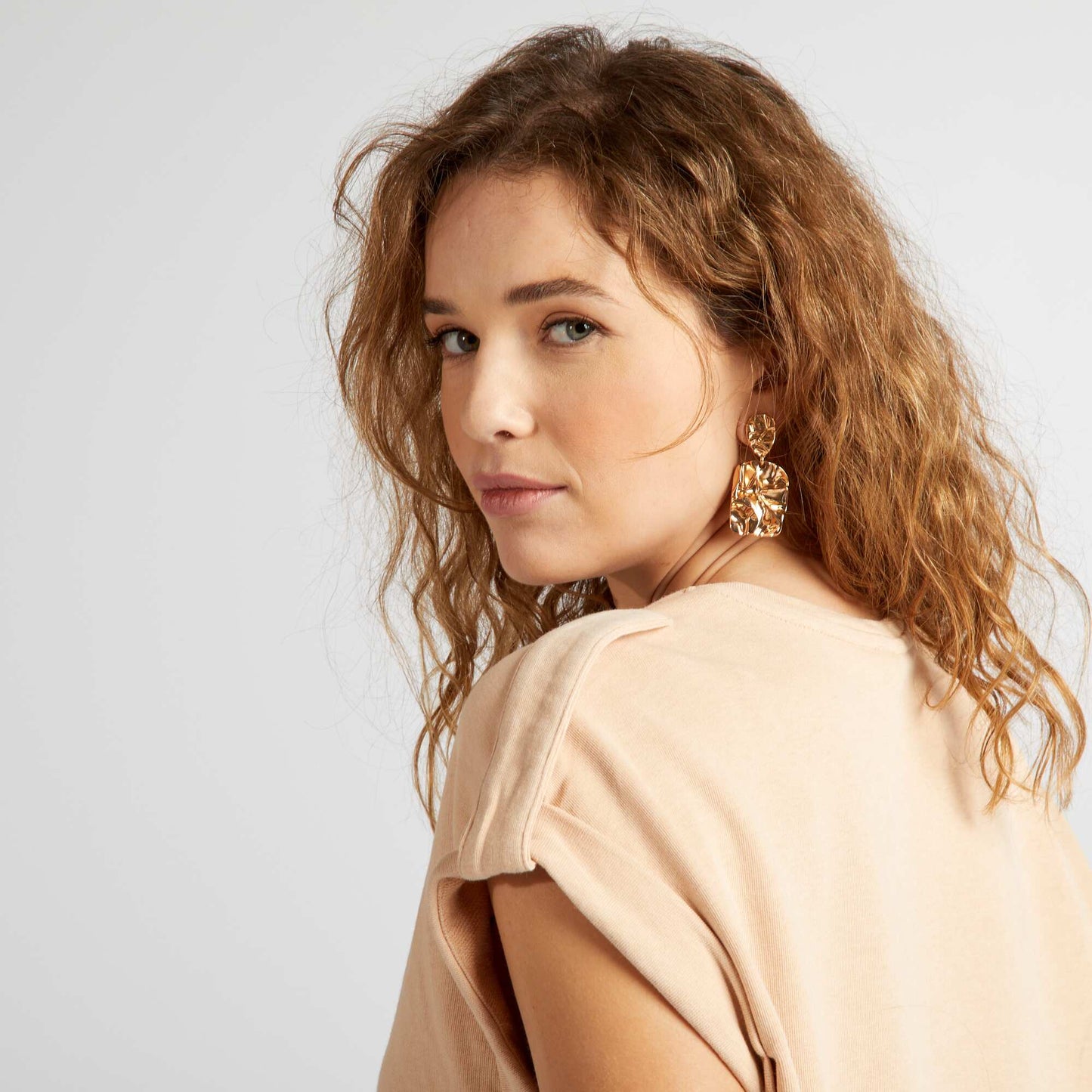 T-shirt large avec effet d lav Beige
