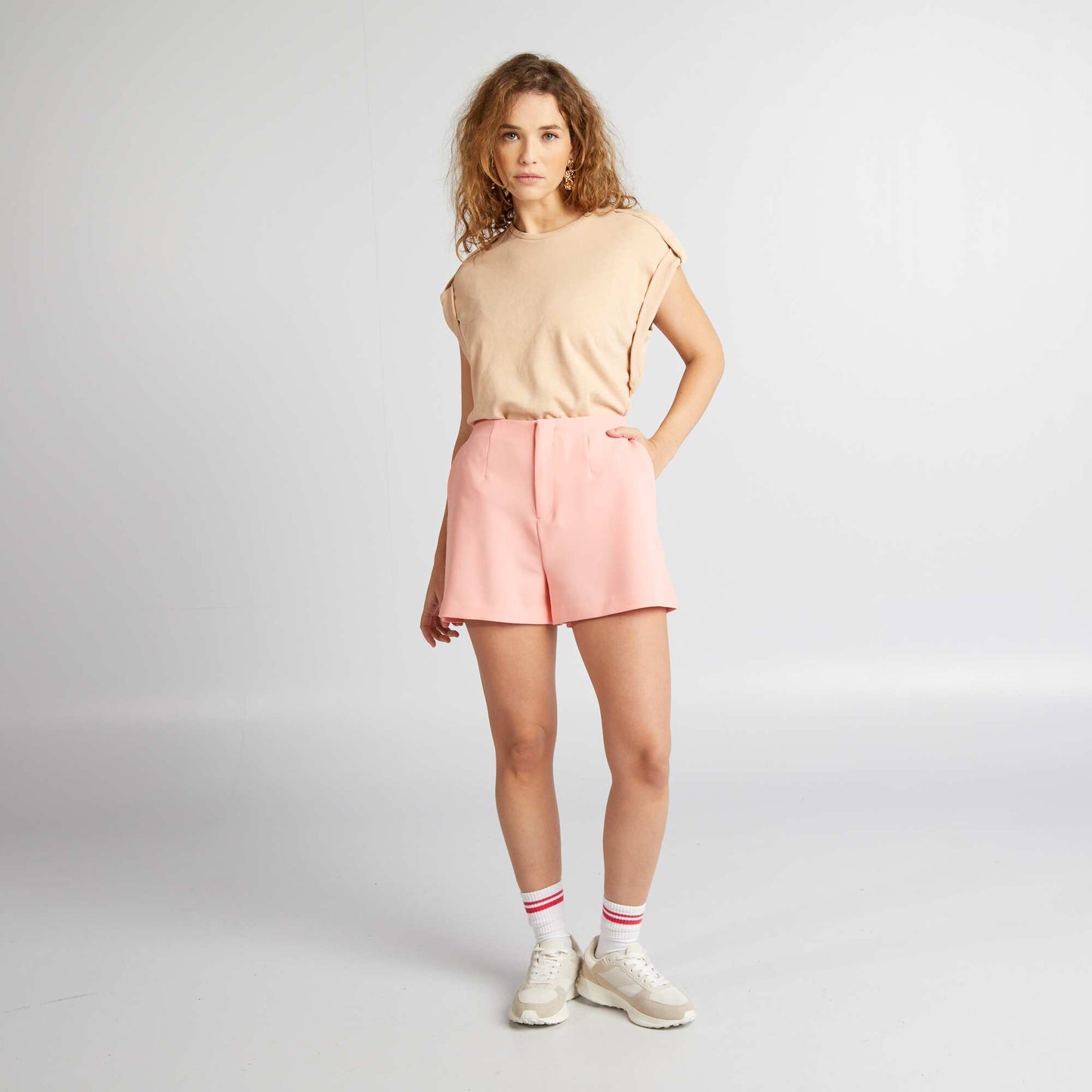 T-shirt large avec effet d lav Beige