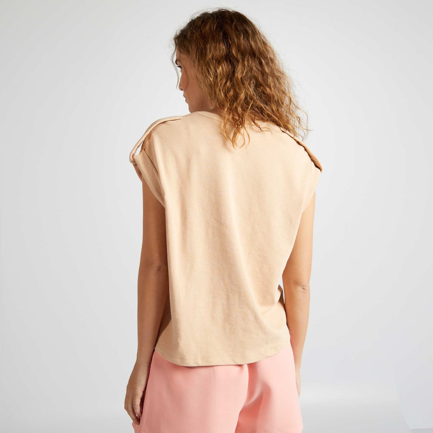 T-shirt large avec effet d lav Beige