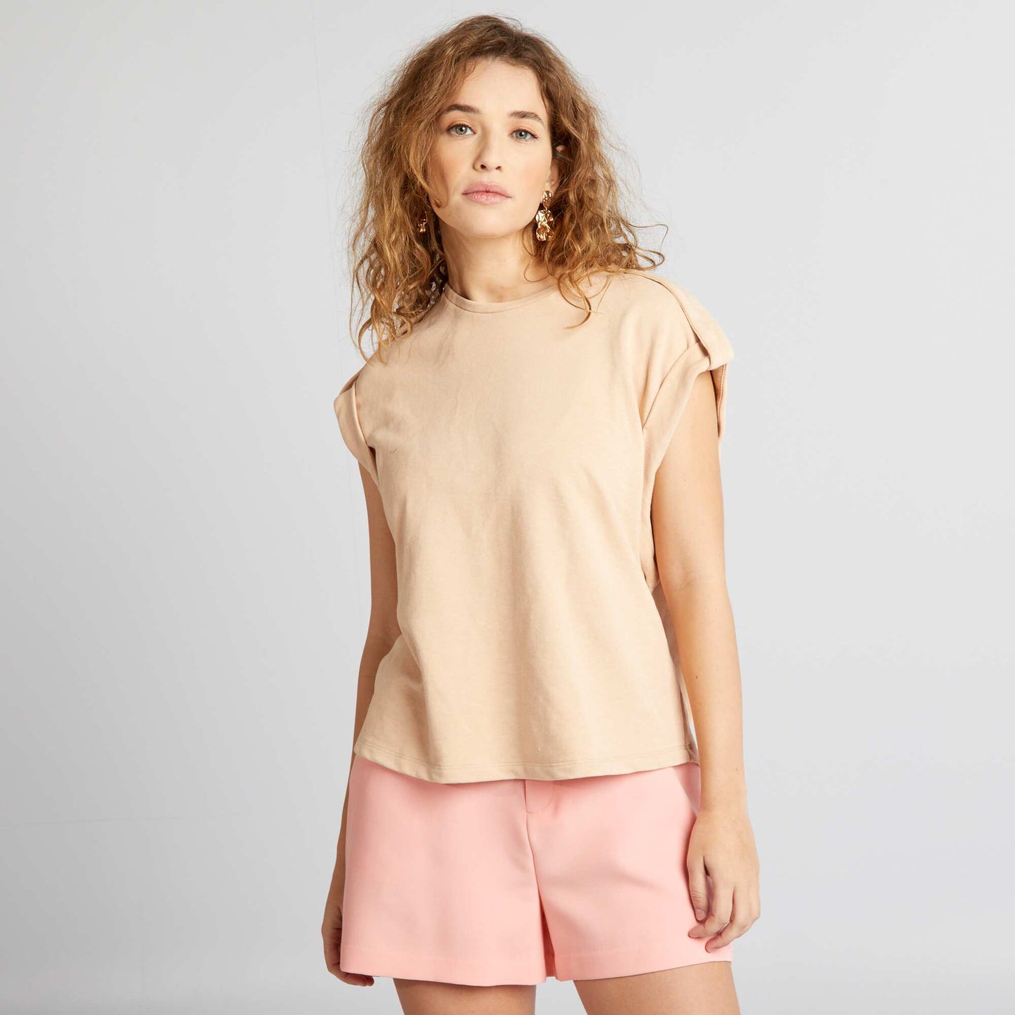 T-shirt large avec effet d lav Beige