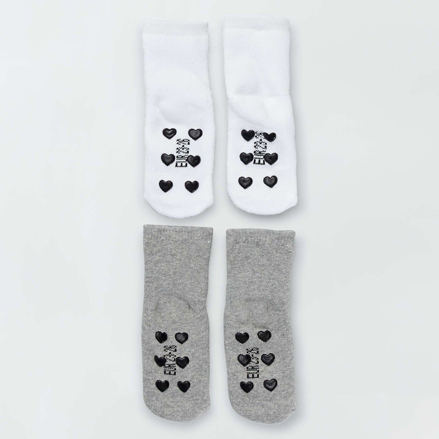 Lot 2 paires de chaussettes maille bouclette Gris/blanc