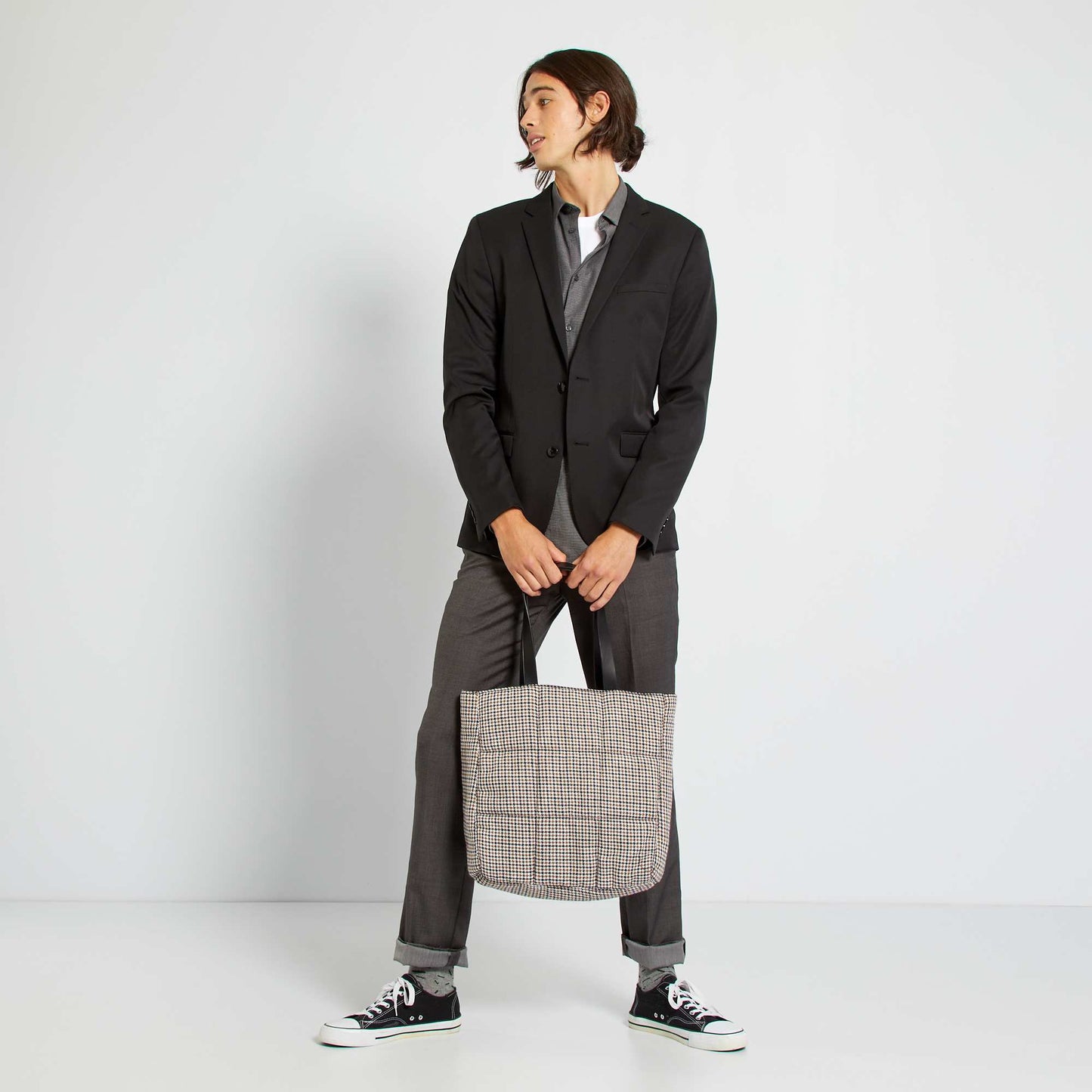 Veste de costume slim en twill noir