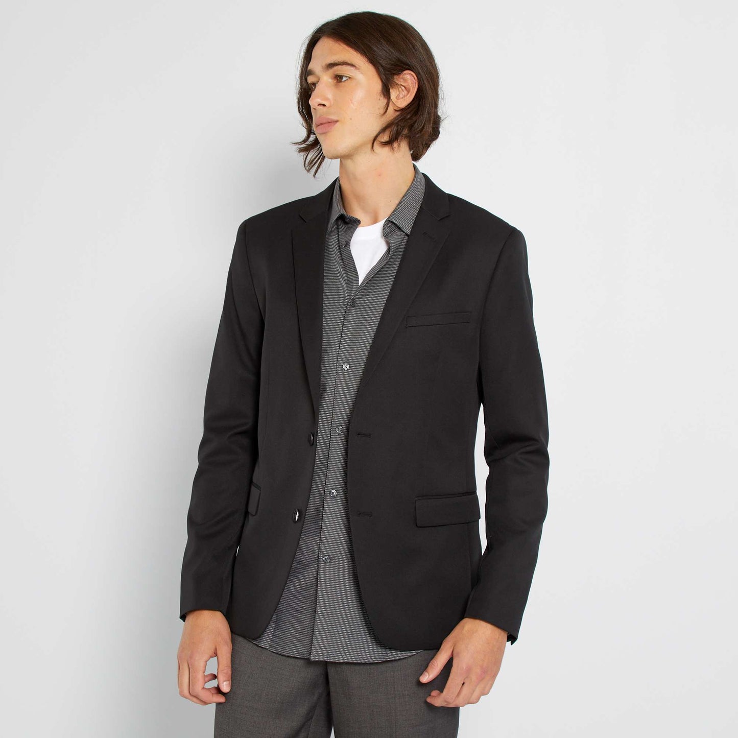 Veste de costume slim en twill noir