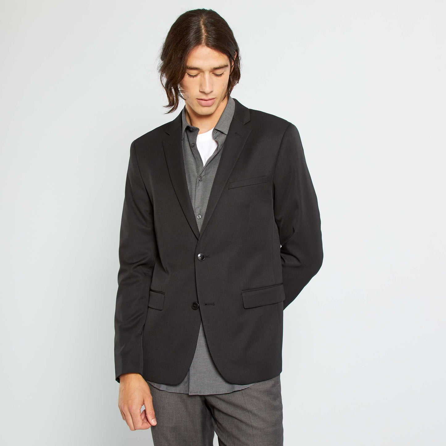 Veste de costume slim en twill noir