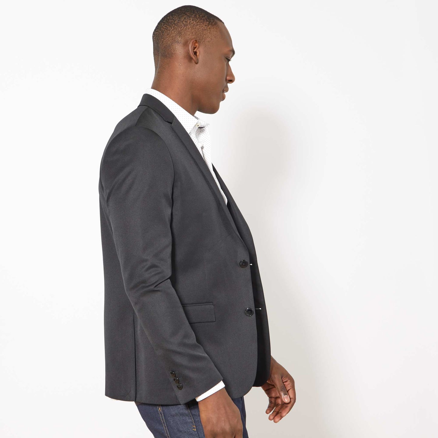 Veste de costume slim en twill noir