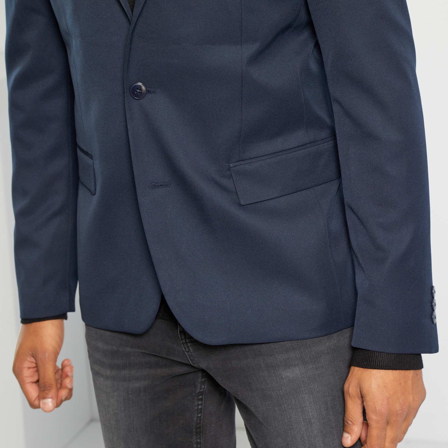 Veste de costume slim en twill bleu marine