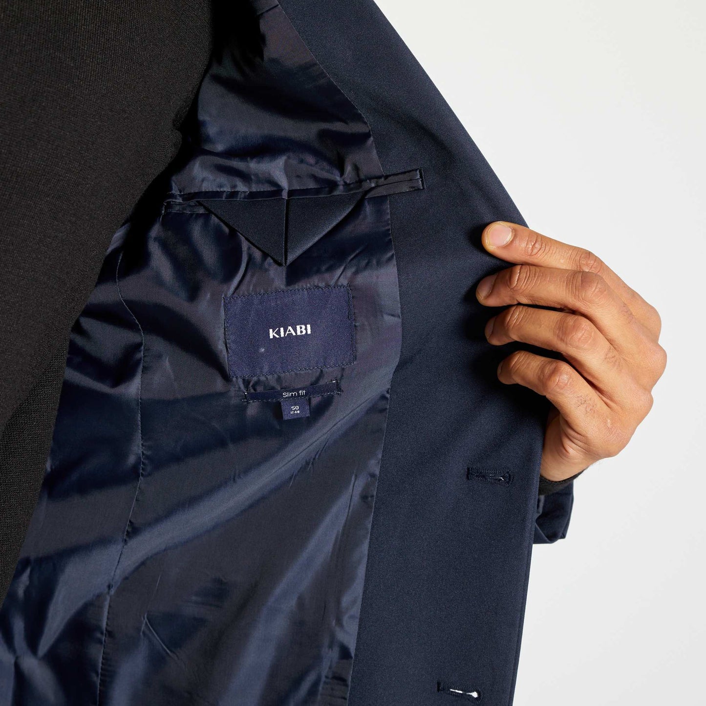 Veste de costume slim en twill bleu marine