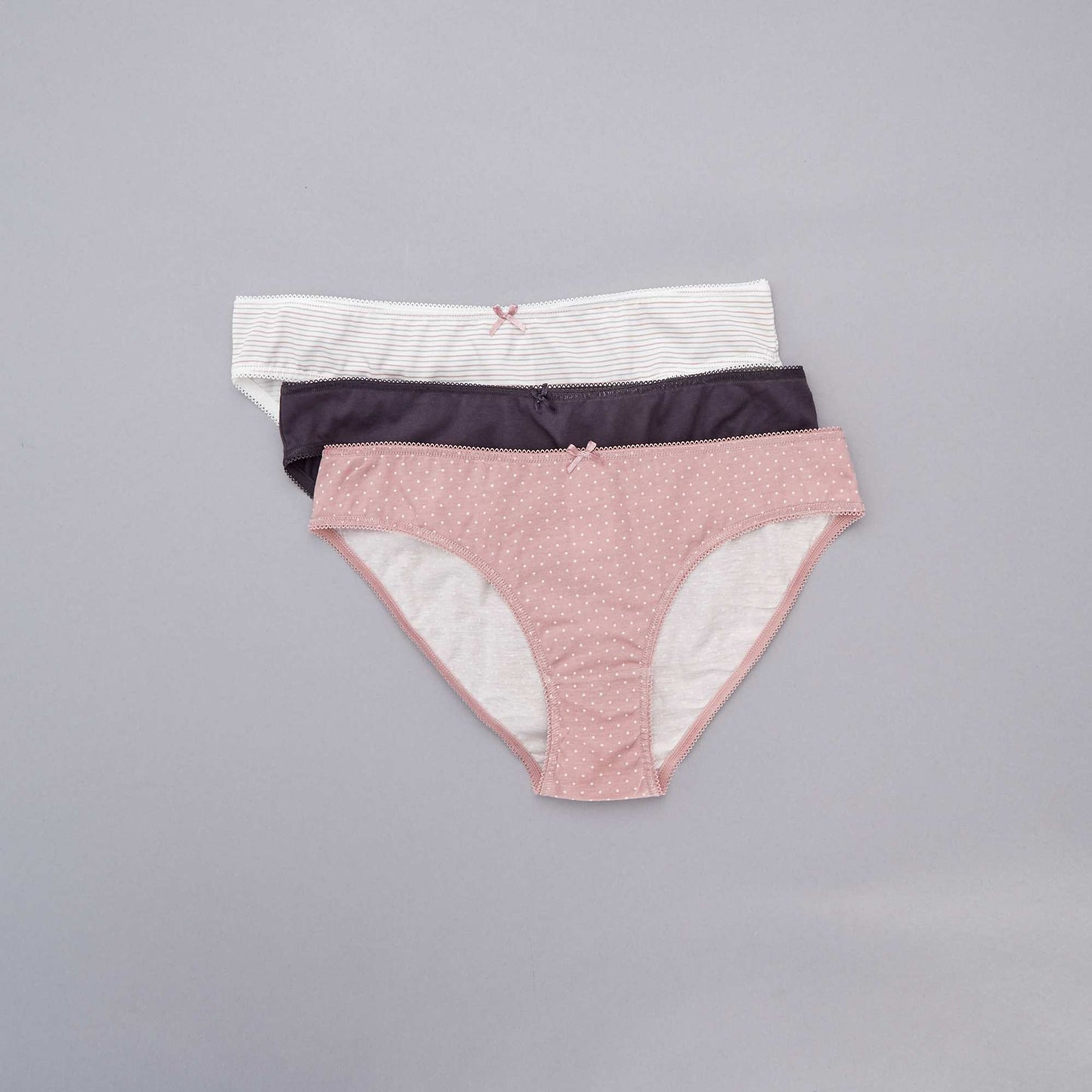 Lot de 3 culottes rose/gris/blanc