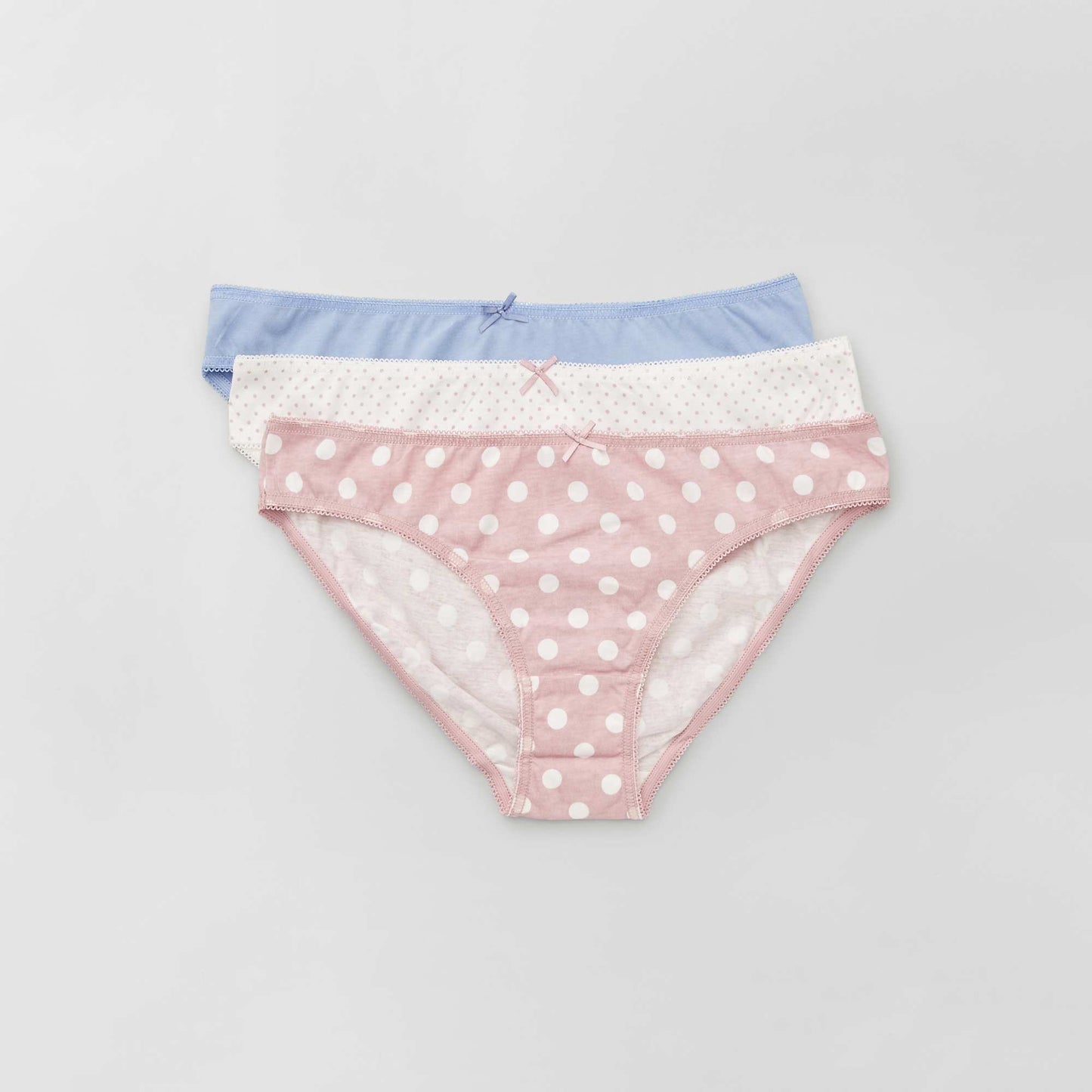 Lot de 3 culottes bleu/blanc/rose pois