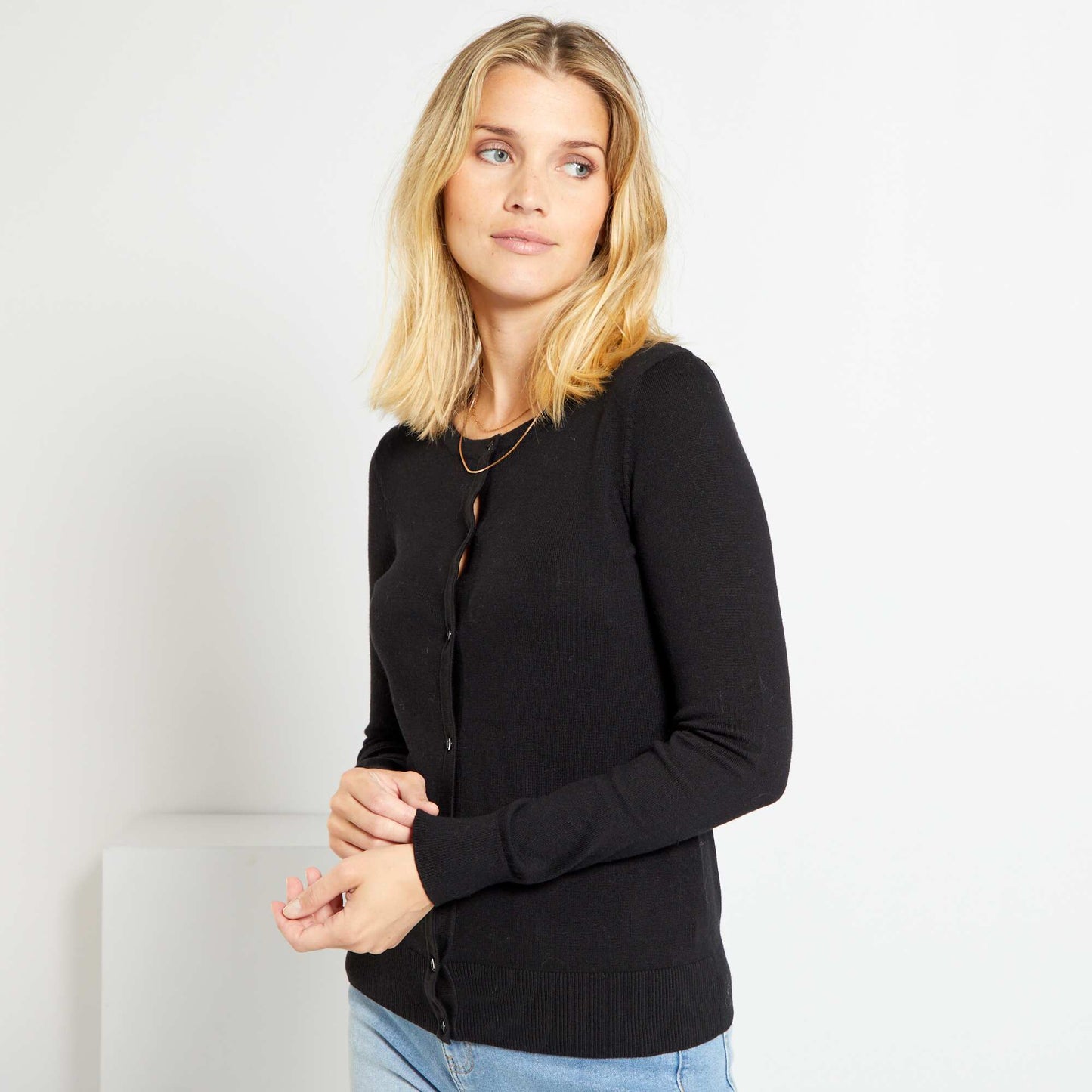 Gilet boutonn en maille noir