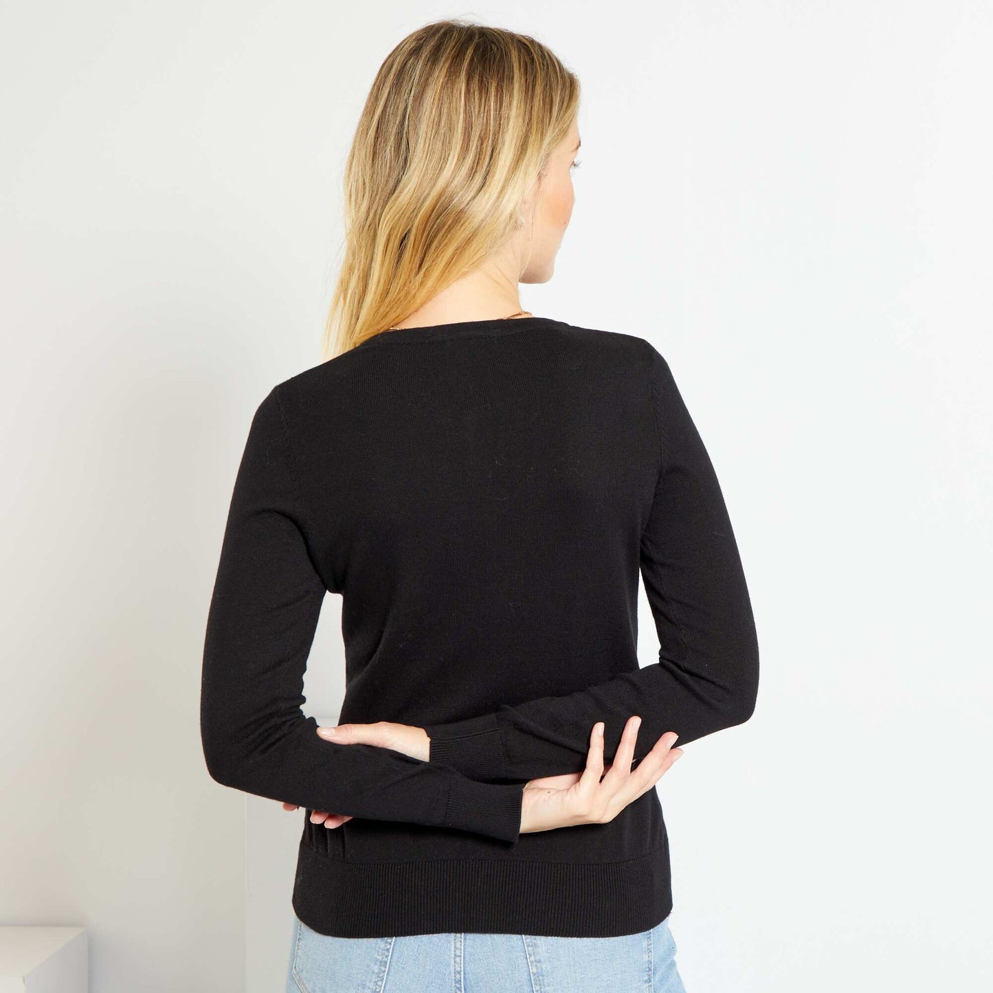 Gilet boutonn en maille noir