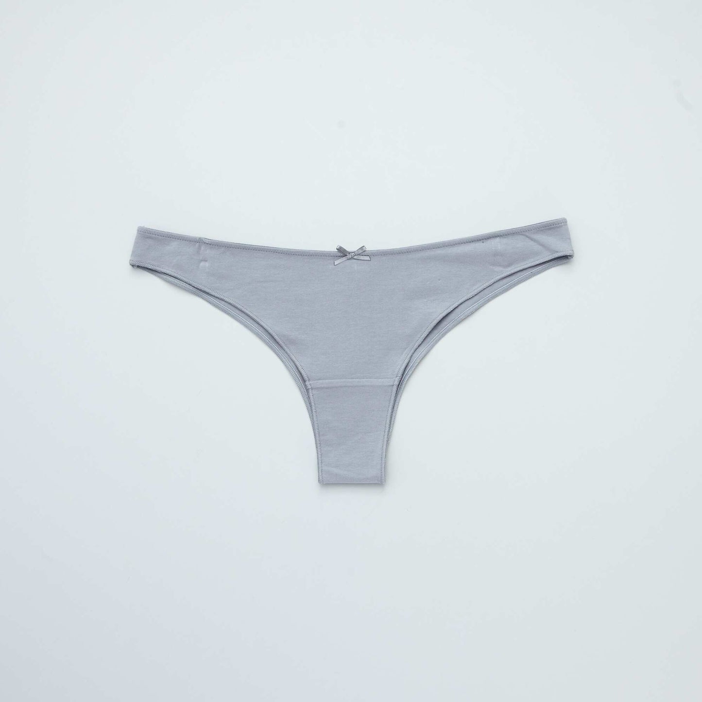 Lot de 3 tangas en coton stretch bleu/rose/gris