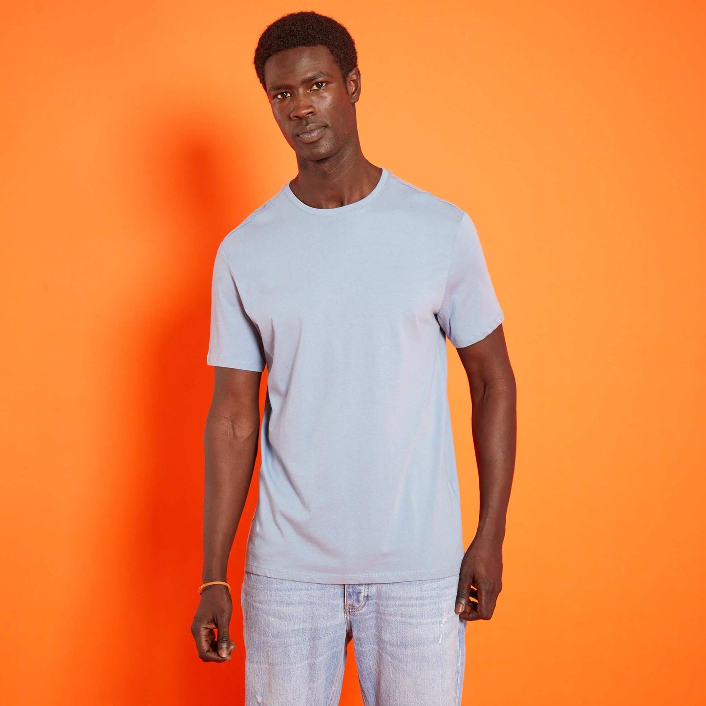 T-shirt jersey uni bleu denim